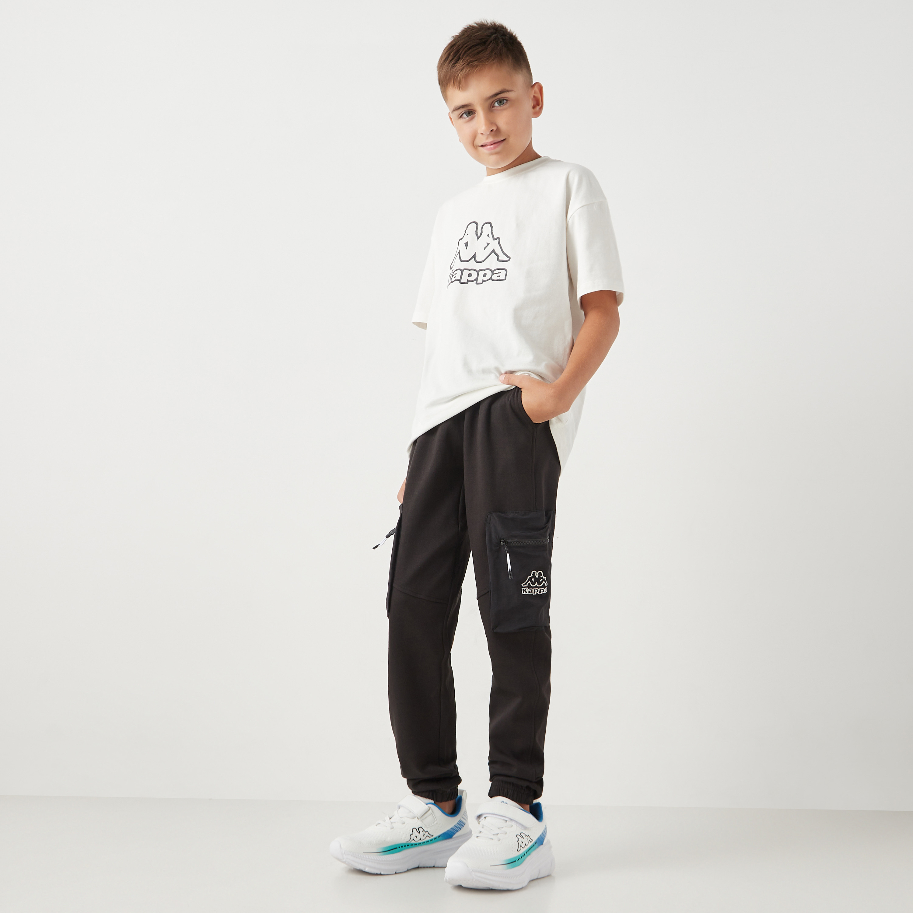 Kappa Logo Print Cargo Joggers with Drawstring Closure-boys-clothing-bottoms-joggersandtrackpants-image-2