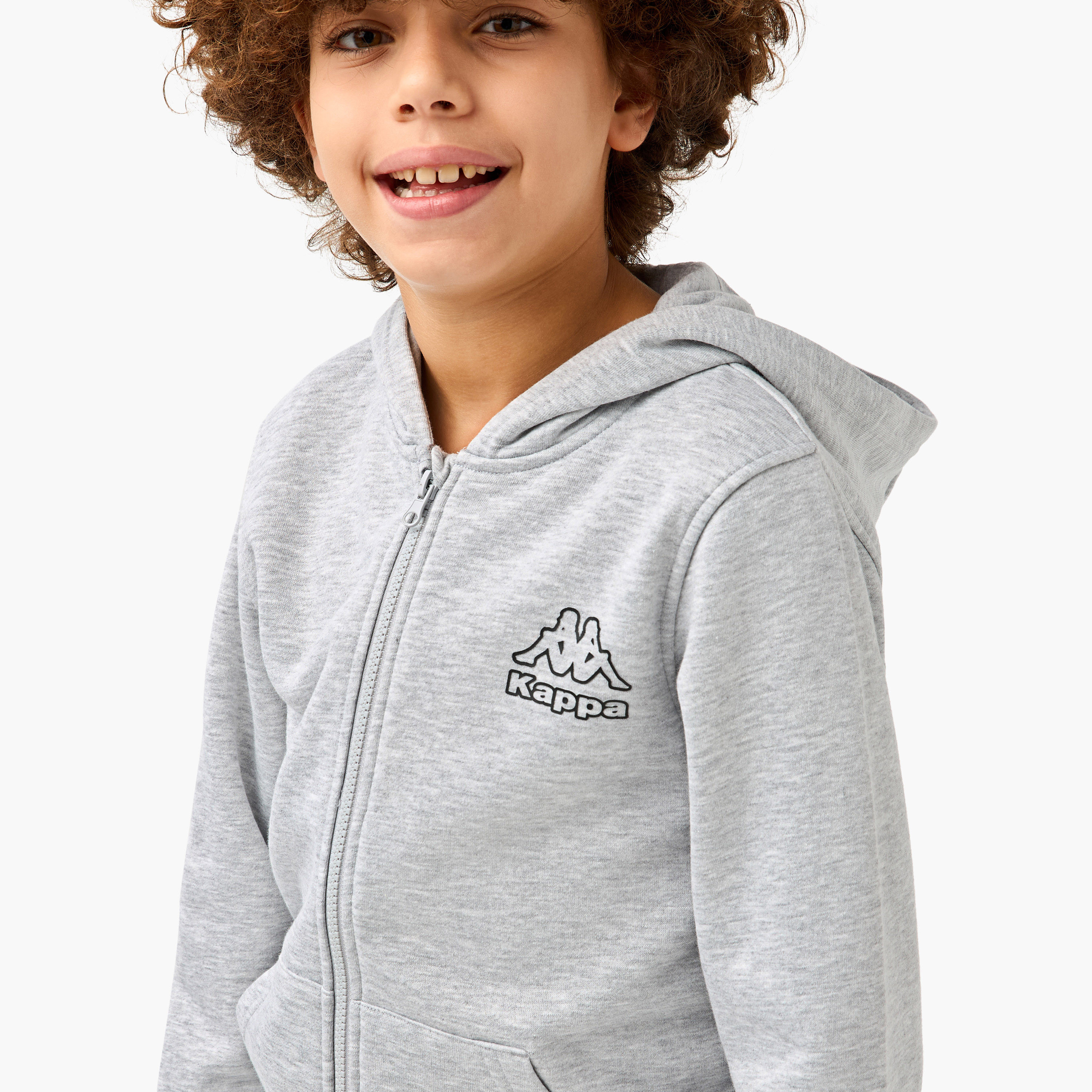 Kappa Logo Print Zip Through Hoodie with Long Sleeves-sports-boys-clothing-jackets-image-4