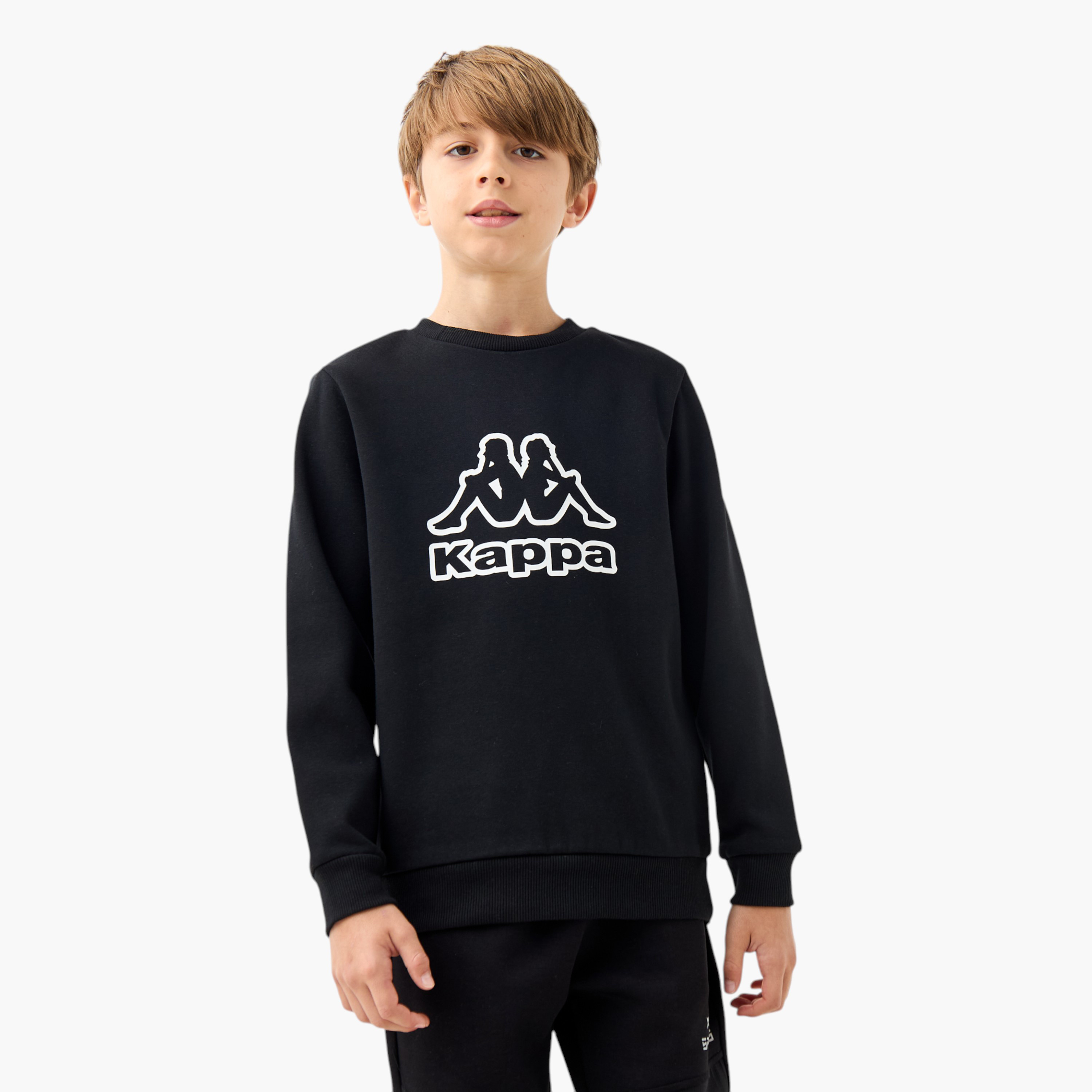 Buy Kappa Logo Print Crew Neck Sweatshirt with Long Sleeves Online Babyshop UAE