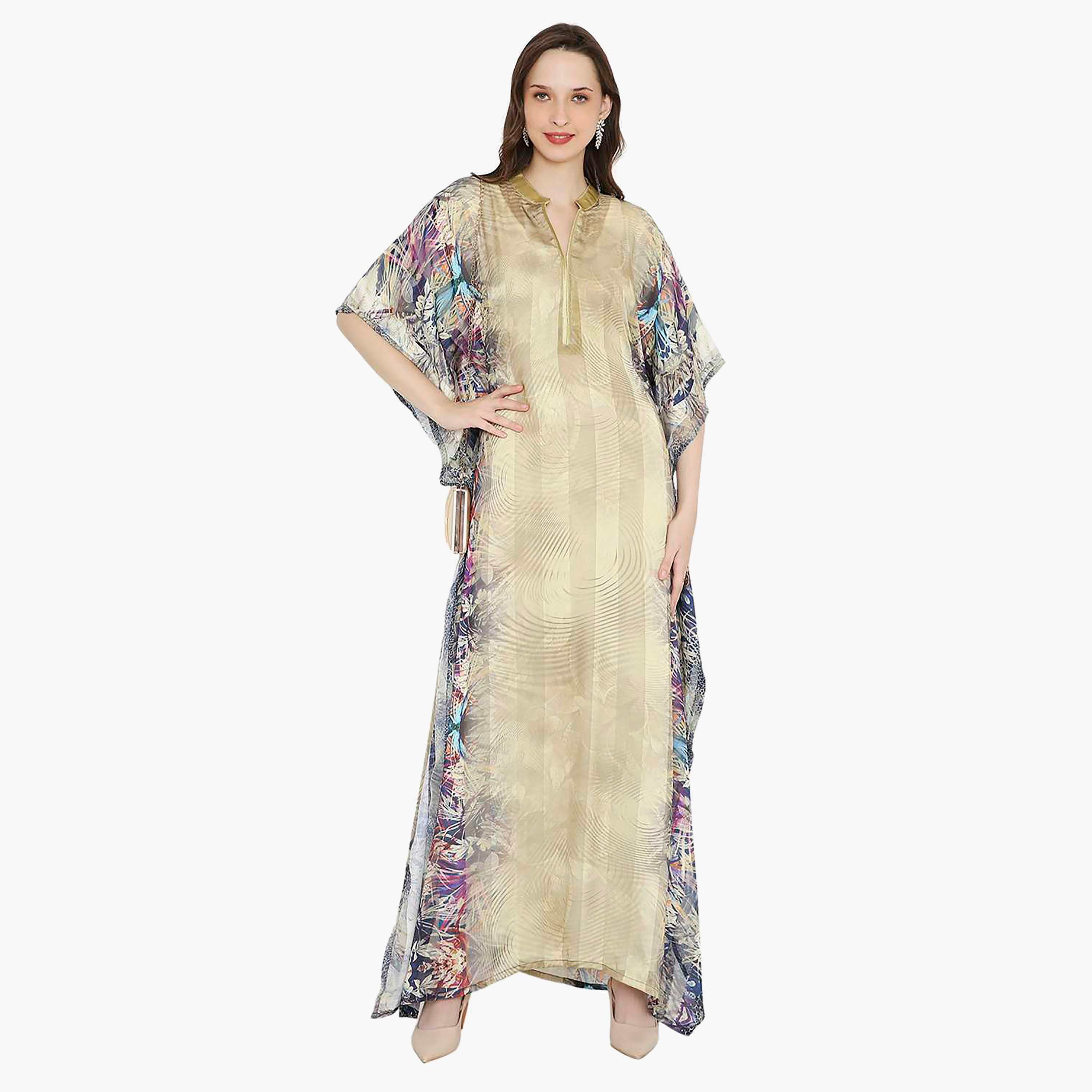 قفطان احتفالي نسائي مطبوع بياقة وأكمام واسعة من هانا آند سارة-women-arabicclothing-jalabiyas-image-6