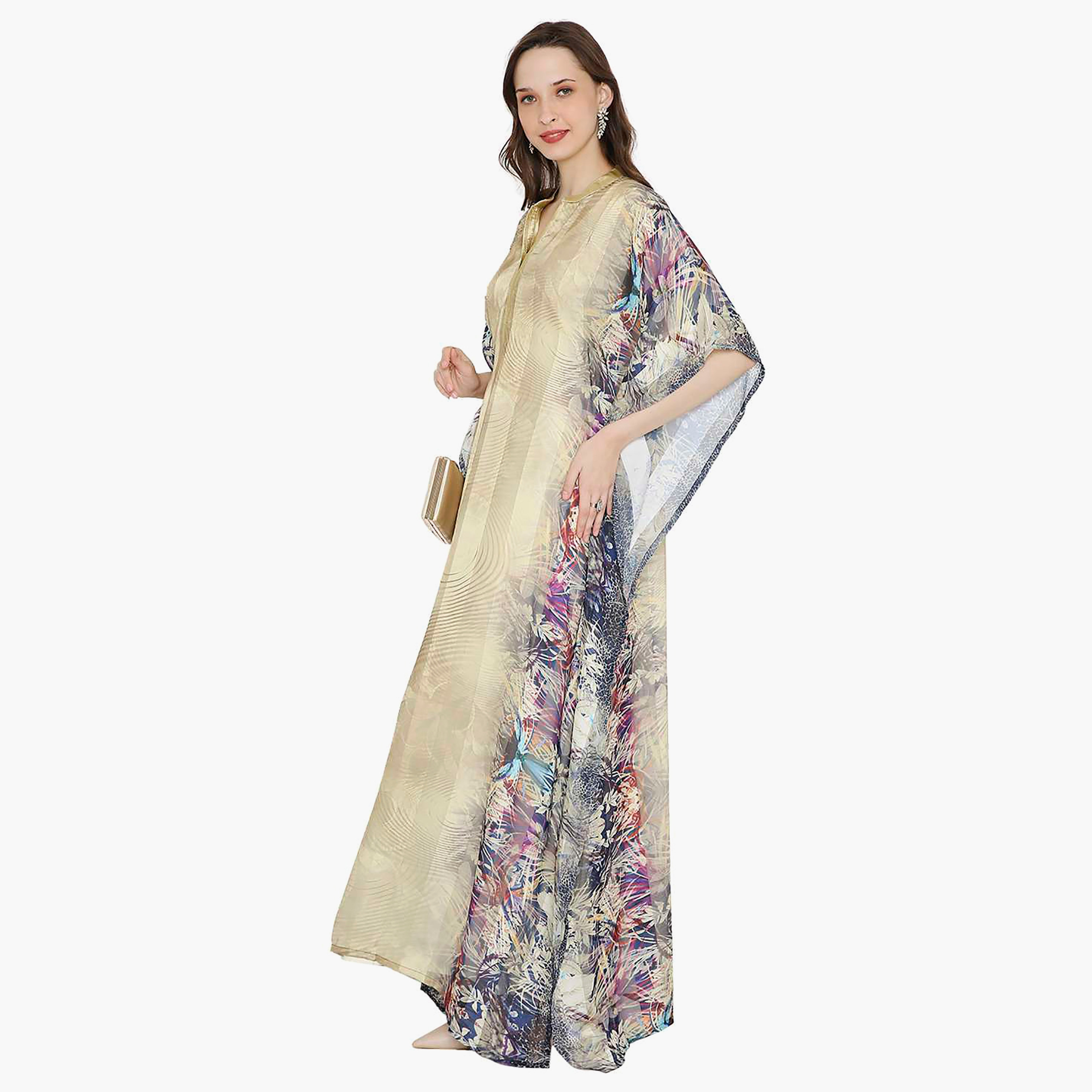 قفطان احتفالي نسائي مطبوع بياقة وأكمام واسعة من هانا آند سارة-women-arabicclothing-jalabiyas-image-9