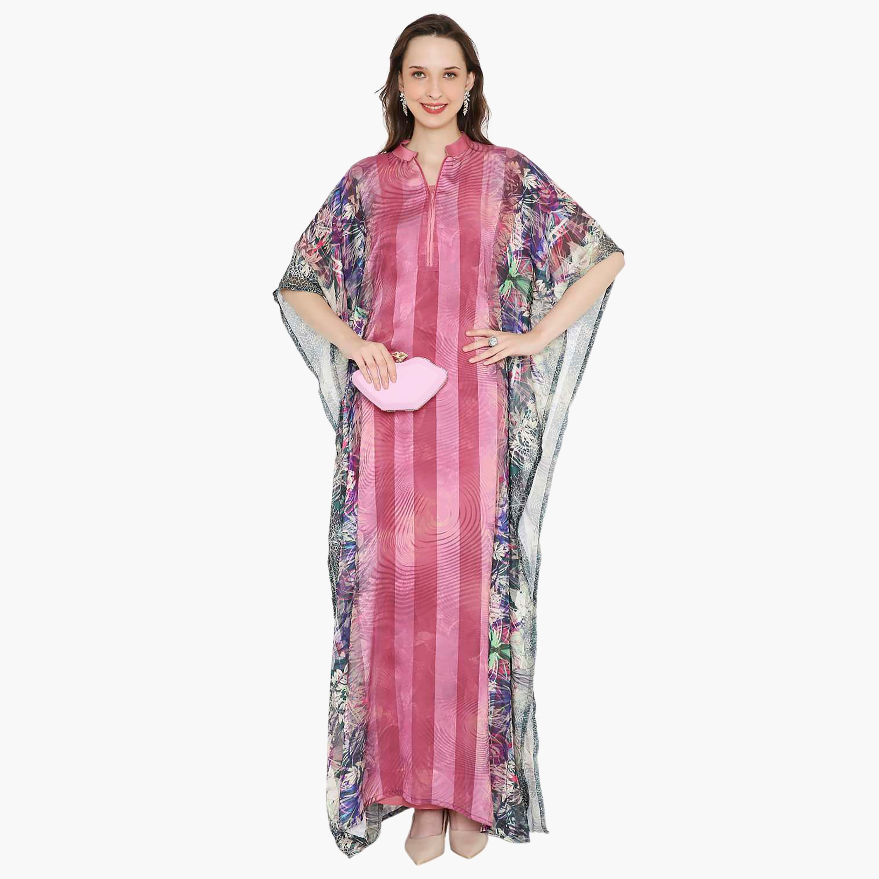 قفطان احتفالي نسائي مطبوع بياقة وأكمام واسعة من هانا آند سارة-women-arabicclothing-jalabiyas-image-11