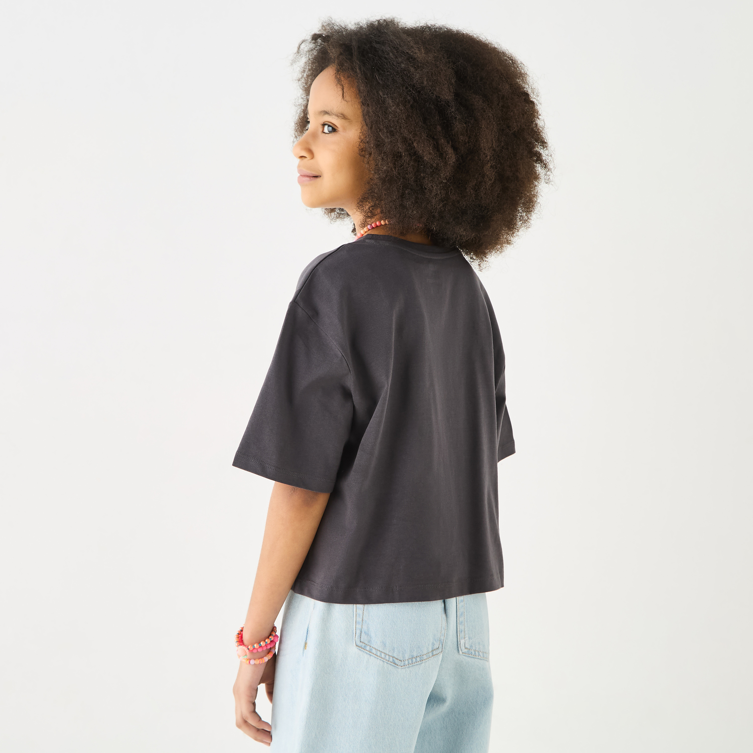 Juniors Tiger Print T-shirt with Crew Neck and Short Sleeves-girls-clothing-tshirts-image-3