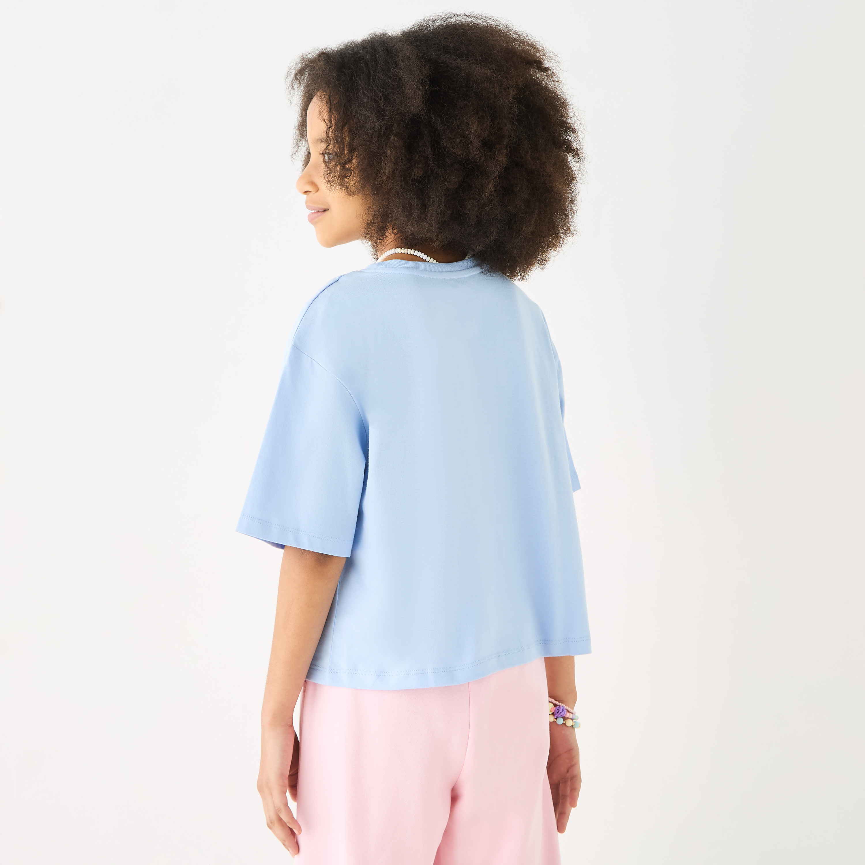 Juniors Paris Print Crew Neck T-shirt with Short Sleeves-girls-clothing-tshirts-image-3