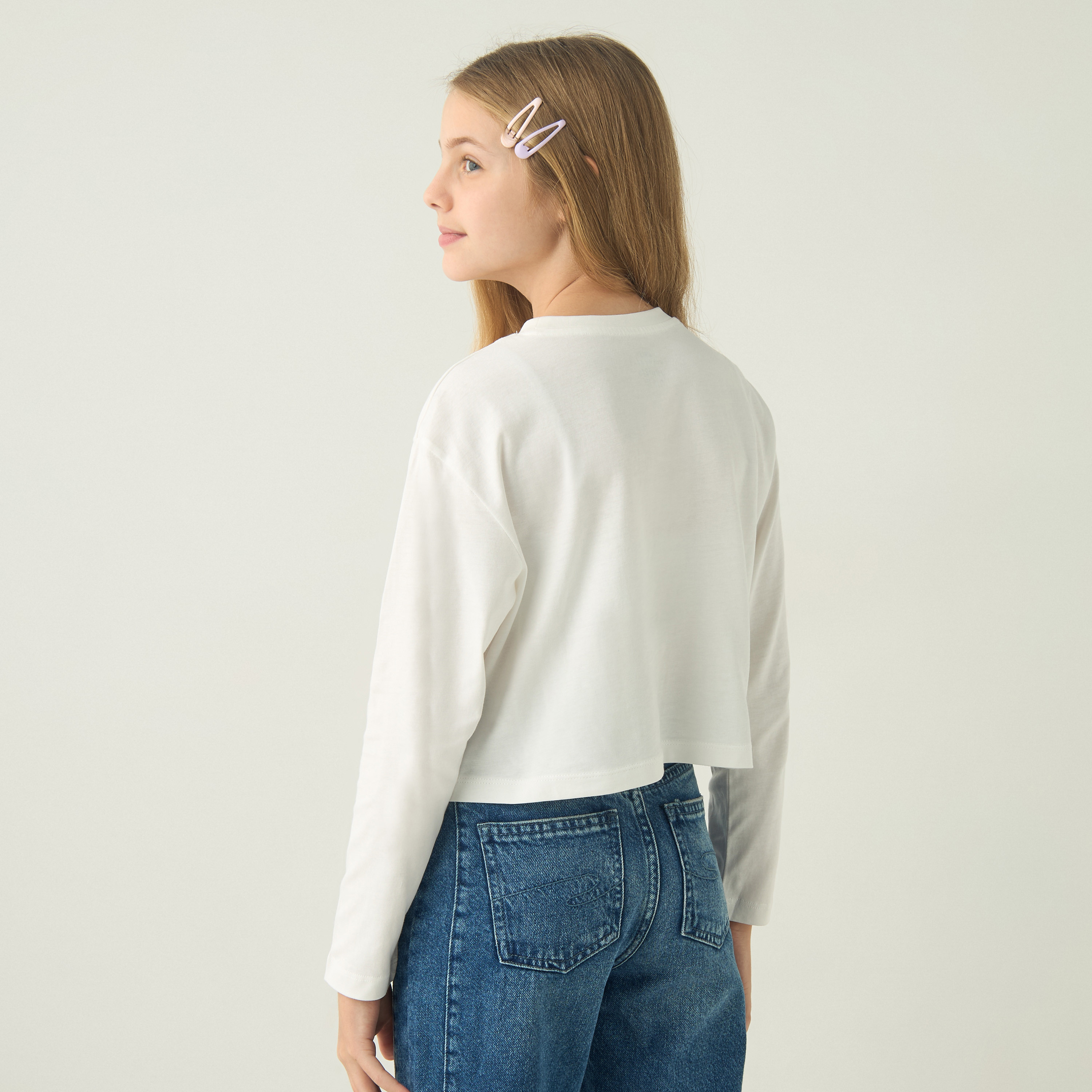 تيشيرت بياقة ضيّقة وأكمام طويلة وطبعات أنمي من جونيورز-girls-clothing-tshirts-image-3