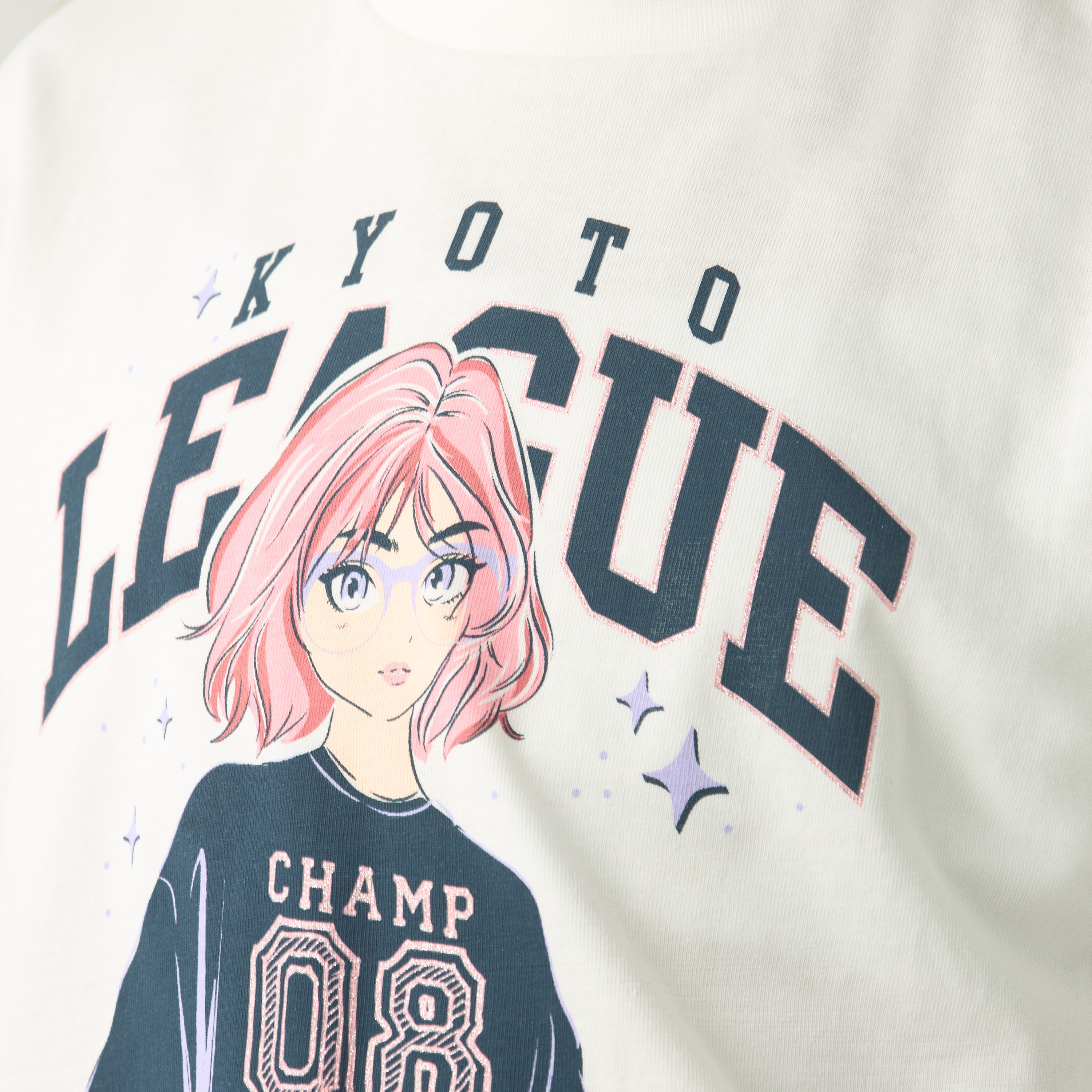 تيشيرت بياقة ضيّقة وأكمام طويلة وطبعات أنمي من جونيورز-girls-clothing-tshirts-image-4