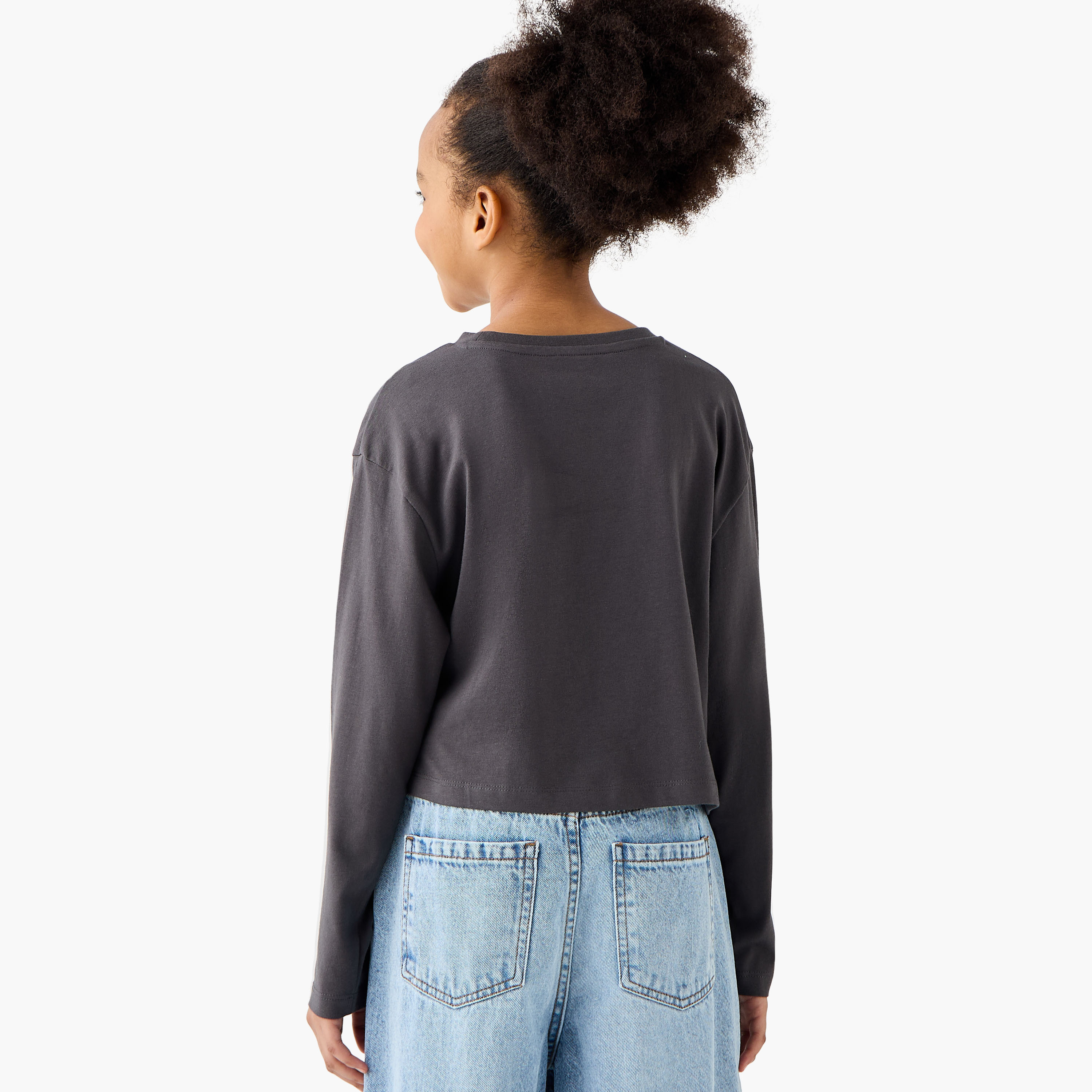 Juniors Embellished Round Neck T-shirt with Long Sleeves-girls-clothing-tshirts-image-3