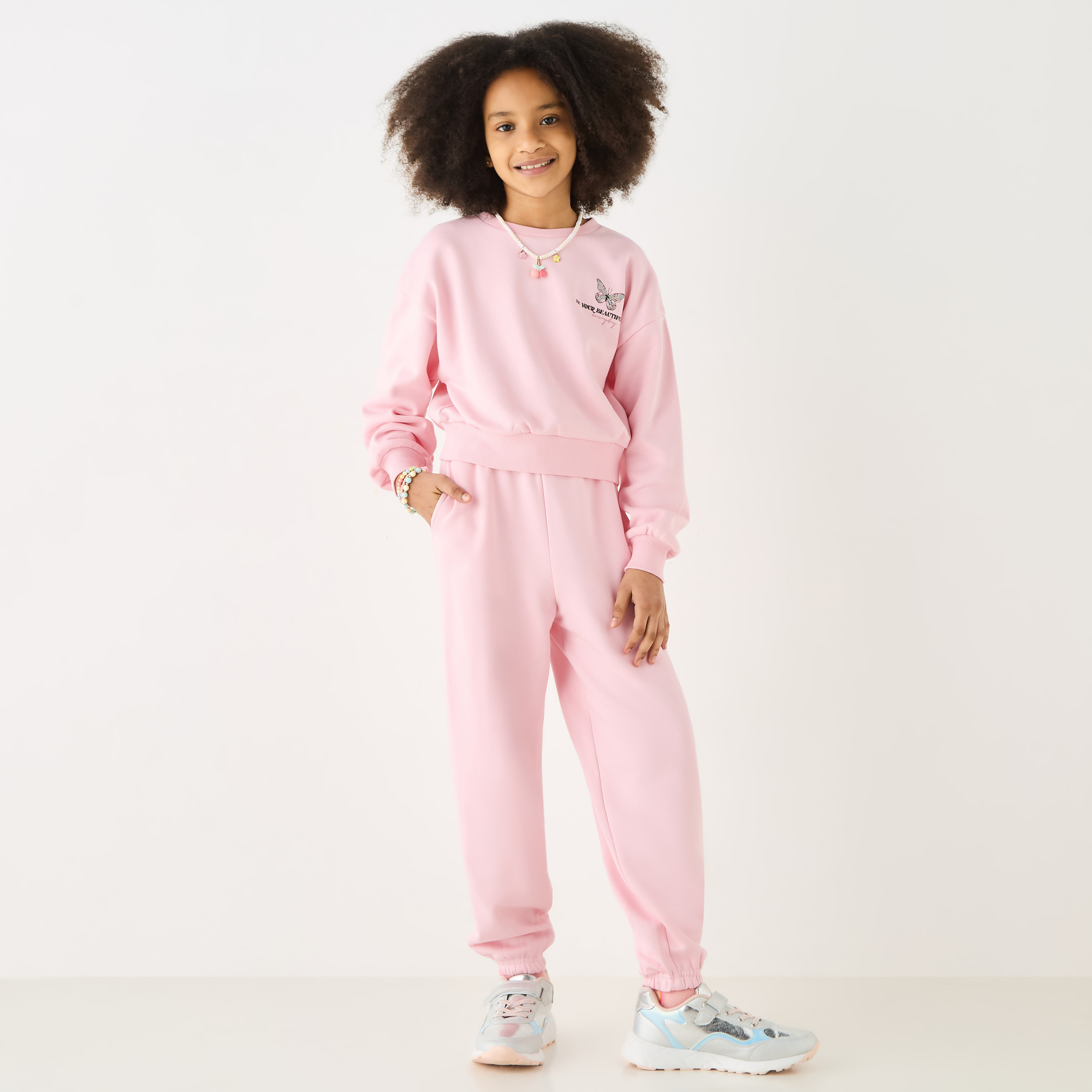 Juniors Graphic Print Sweatshirt with Long Sleeves-girls-clothing-winterwear-sweatshirts-image-2