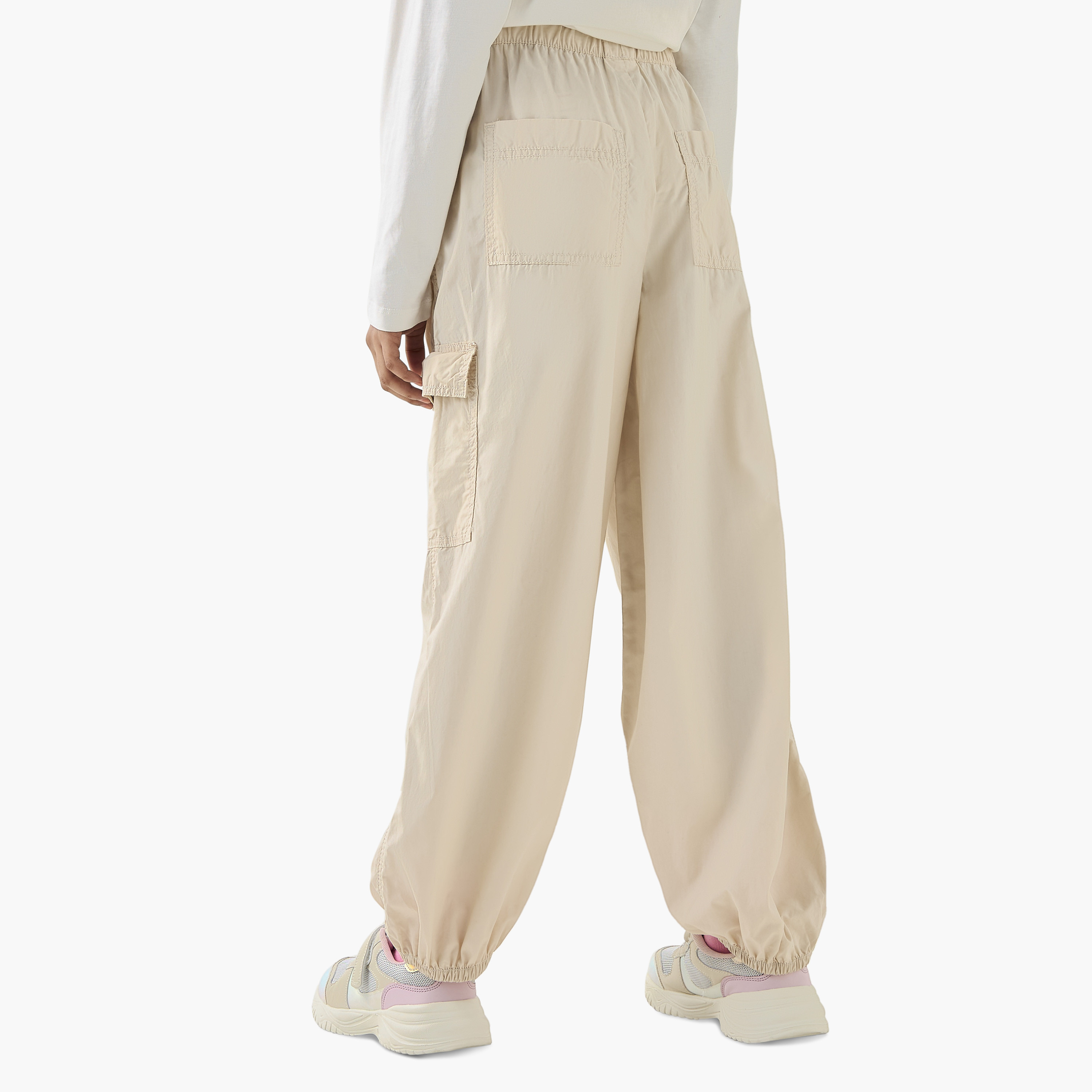 Juniors Solid Cargo Joggers with Cord Lock-girls-clothing-bottoms-trousers-image-3