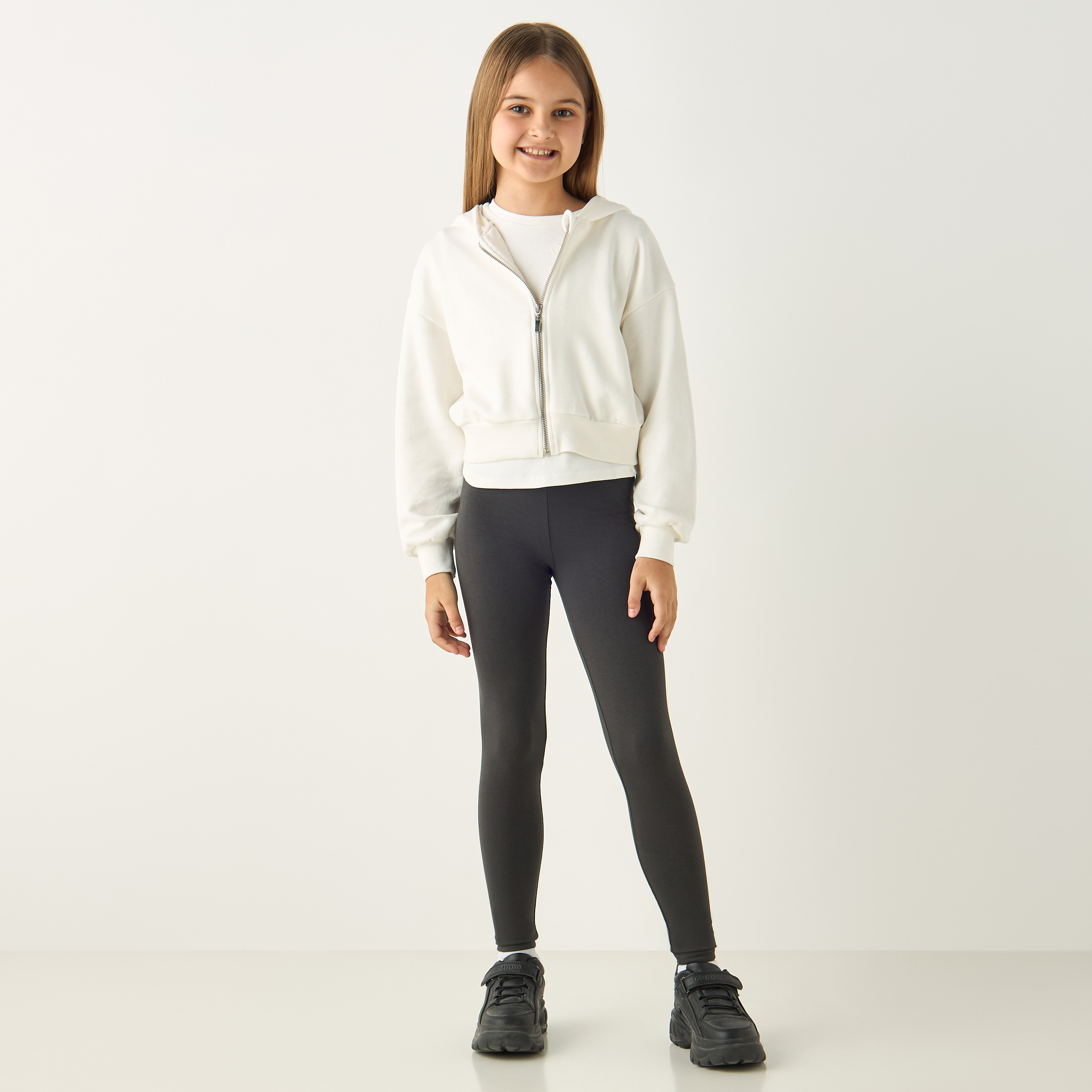 بنطلون ليقنز سادة بحزام خصر مطّاطي من جونيورز-girls-clothing-bottoms-leggings-image-2