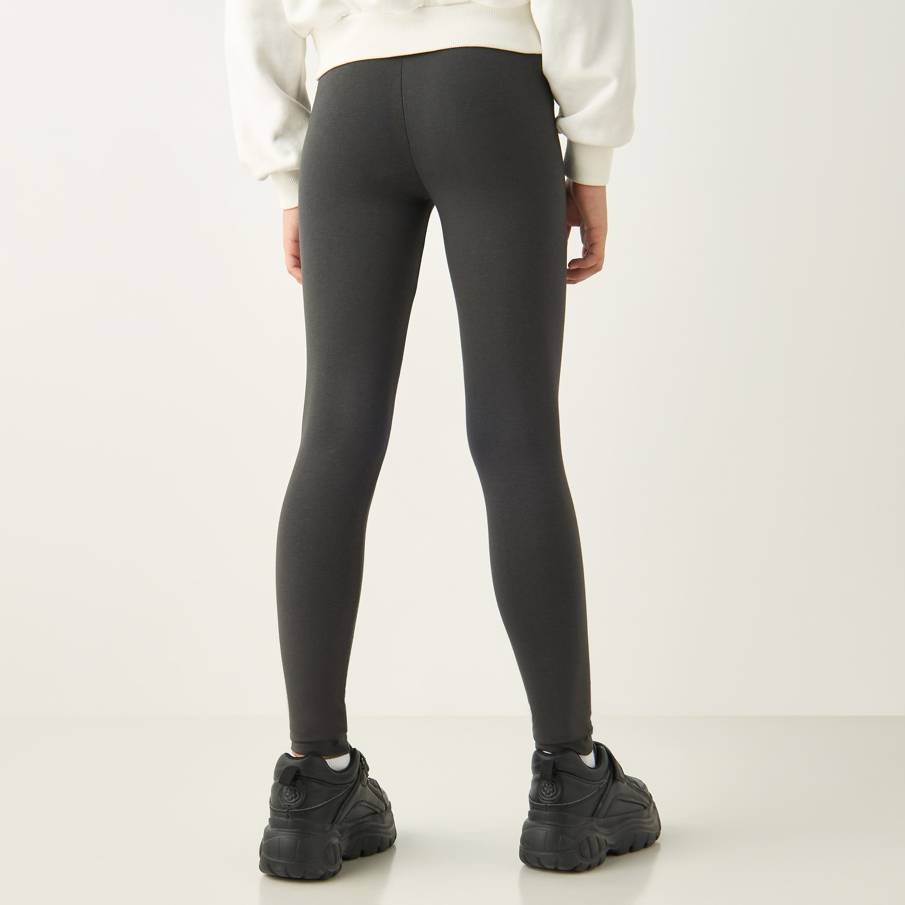 بنطلون ليقنز سادة بحزام خصر مطّاطي من جونيورز-girls-clothing-bottoms-leggings-image-3