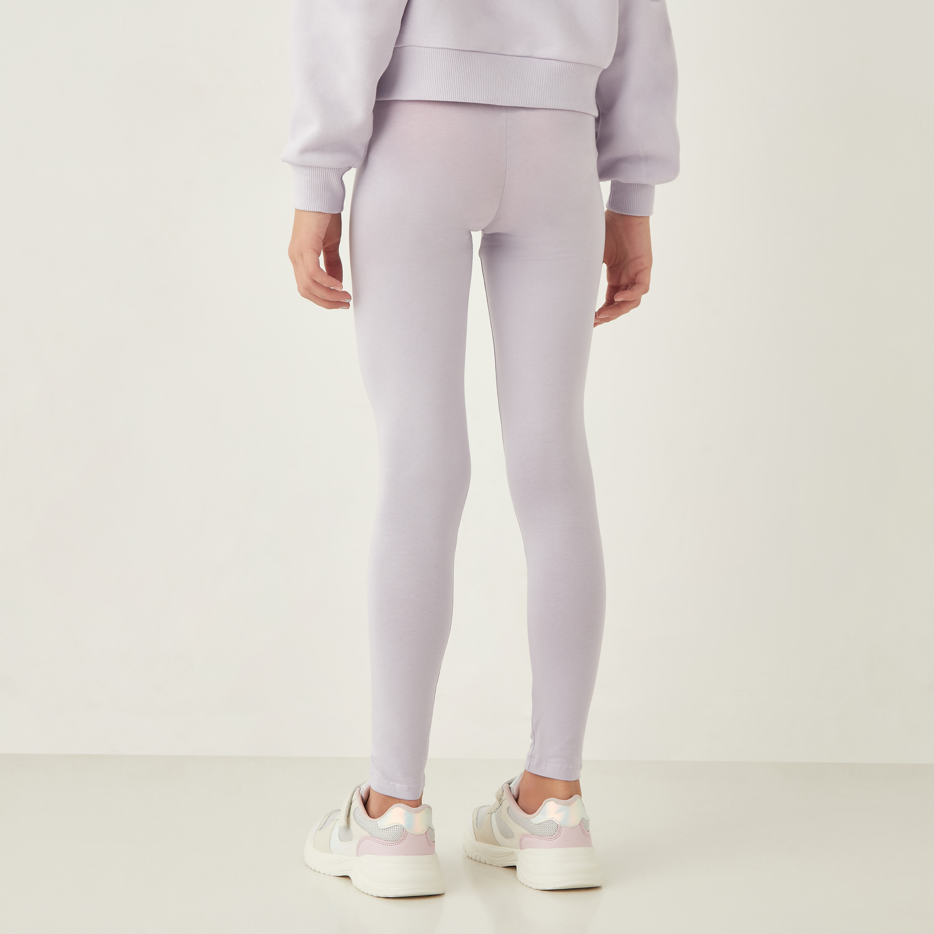 Juniors Solid Leggings with Elasticated Waistband-girls-clothing-bottoms-leggings-image-3
