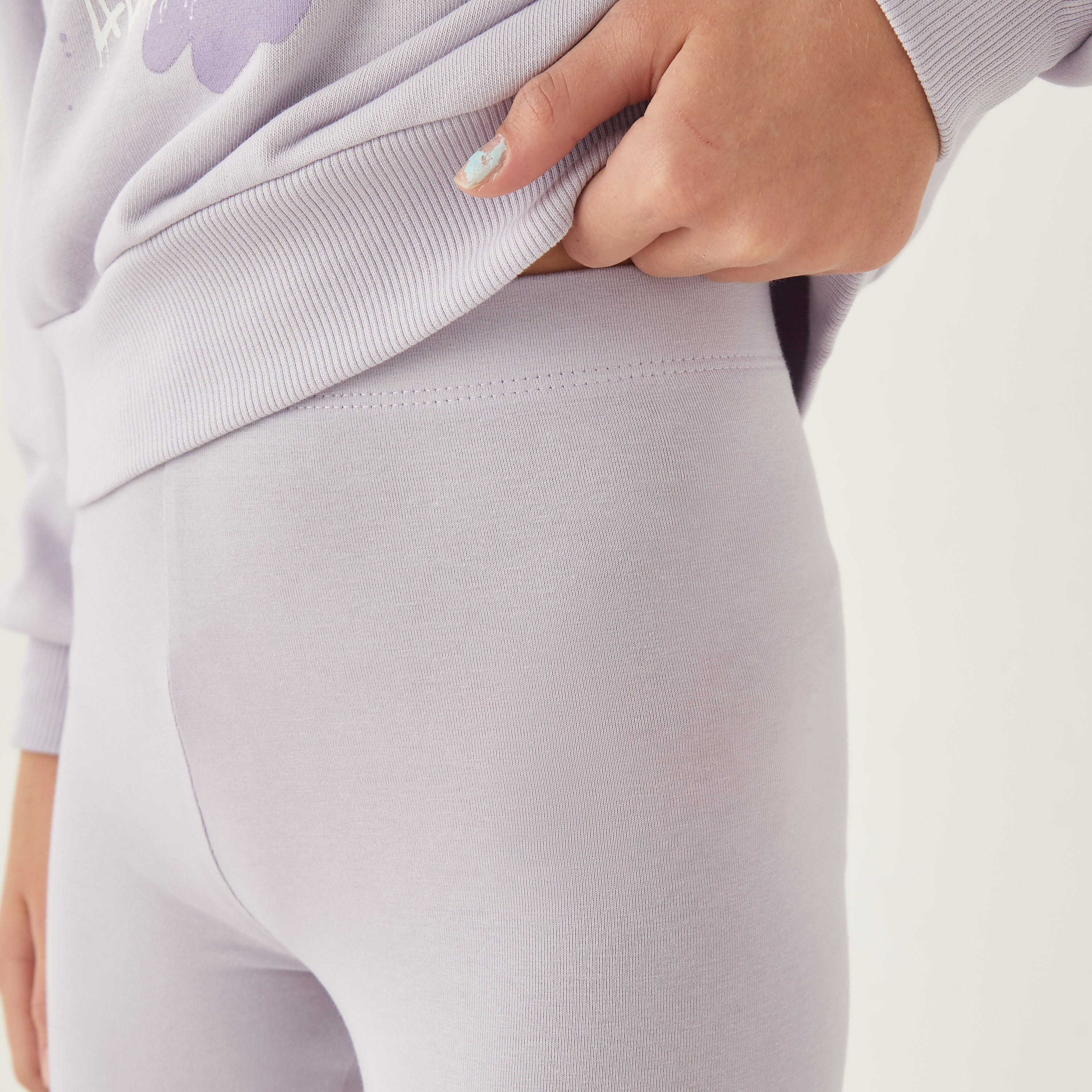 Juniors Solid Leggings with Elasticated Waistband-girls-clothing-bottoms-leggings-image-4