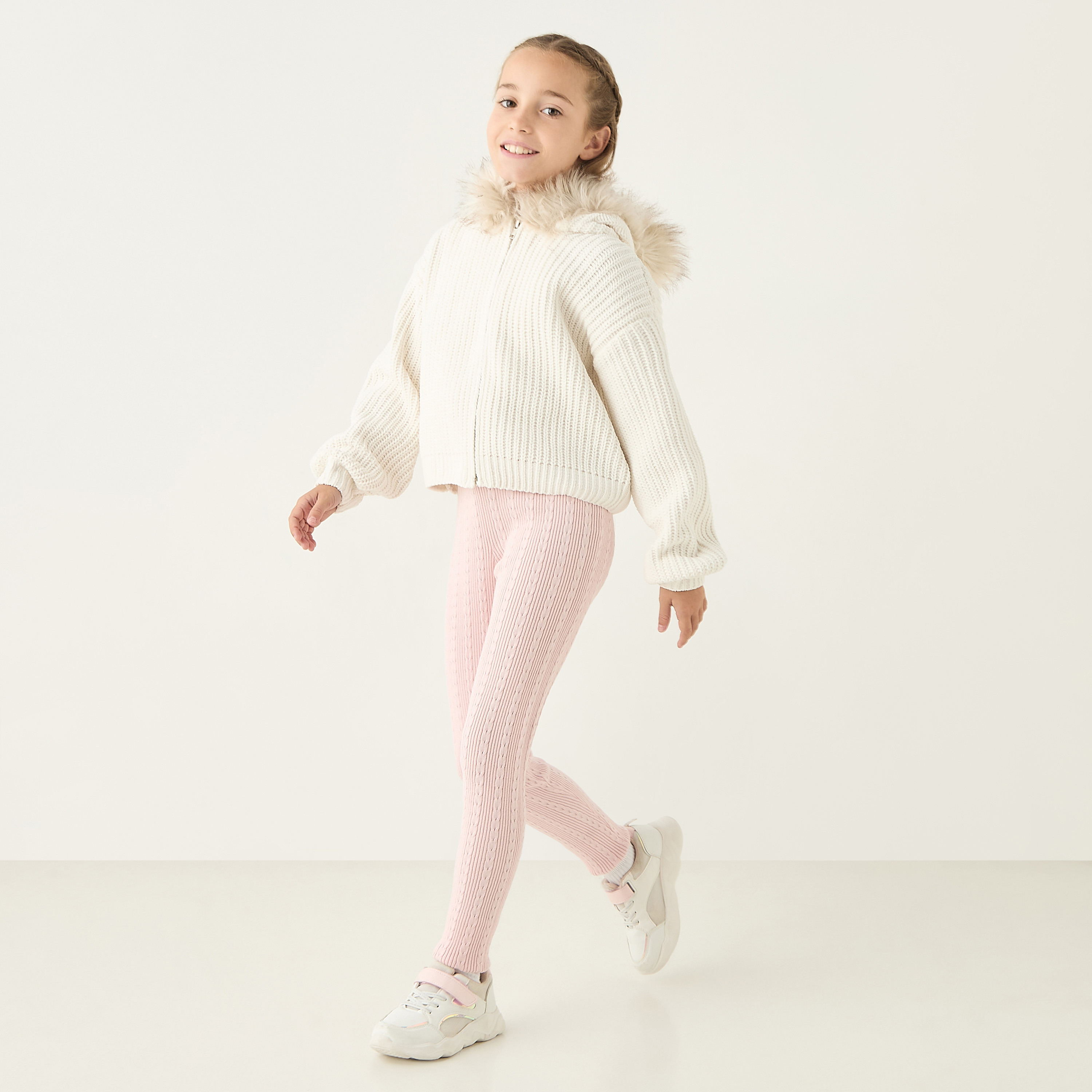 Juniors Textured Leggings with Elasticated Waistband-girls-clothing-bottoms-leggings-image-2