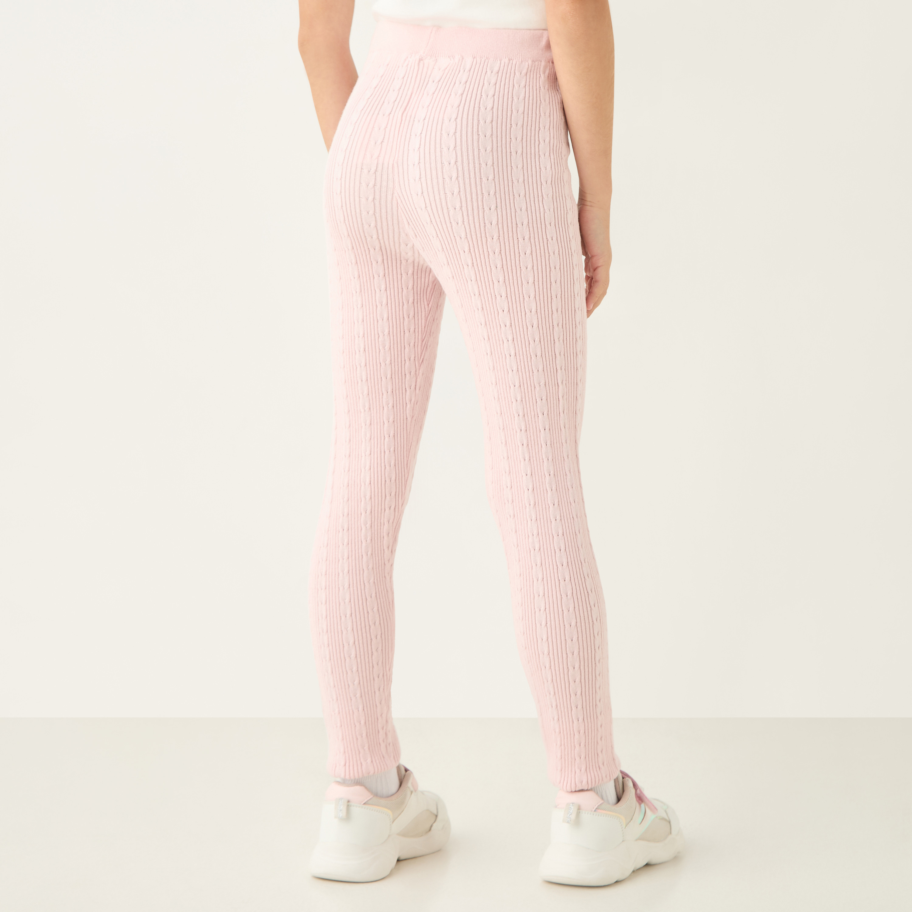 Juniors Textured Leggings with Elasticated Waistband-girls-clothing-bottoms-leggings-image-3