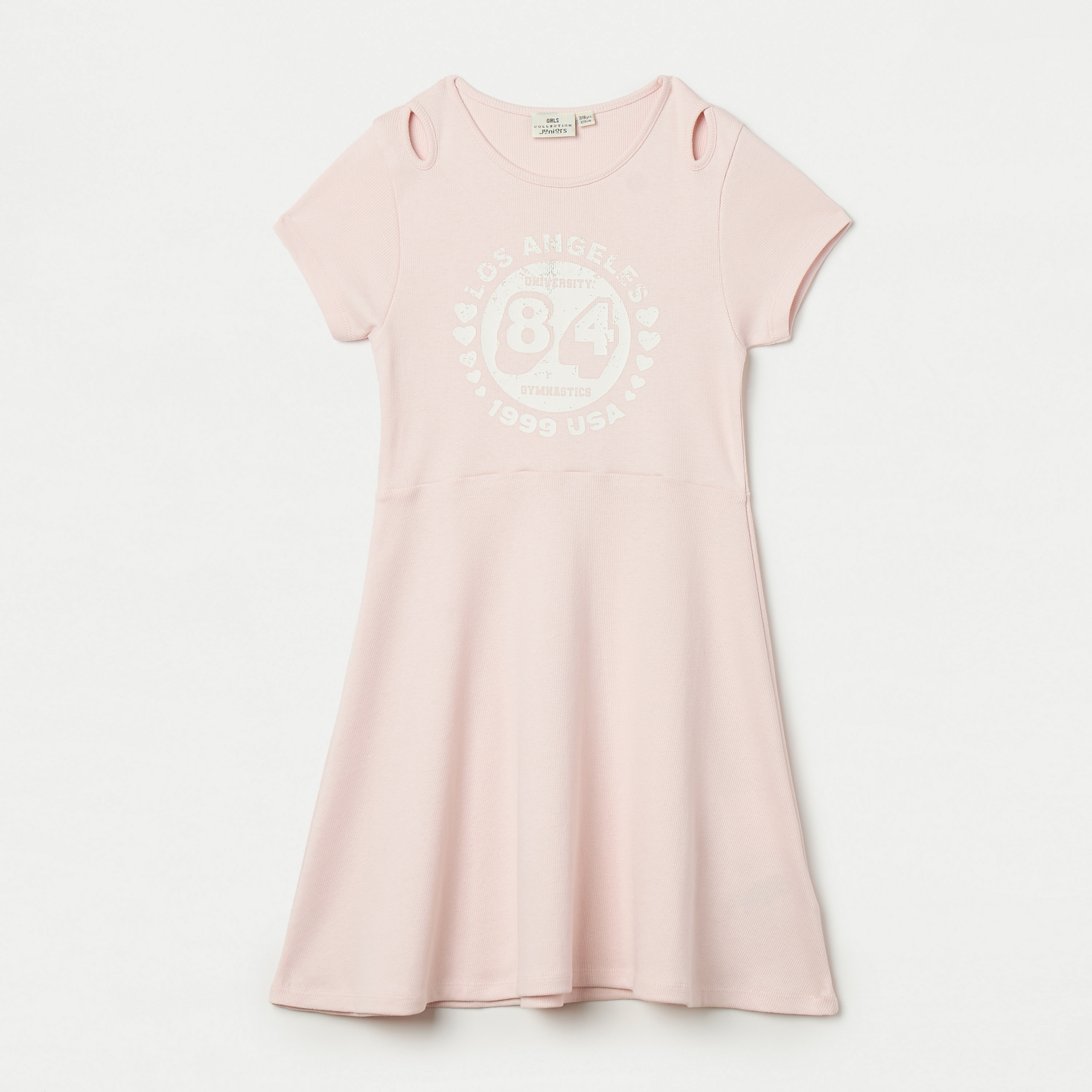 فستان إيه لاين بتفاصيل مفرغة وطبعات من جونيورز-girls-clothing-dressesandjumpsuits-image-1