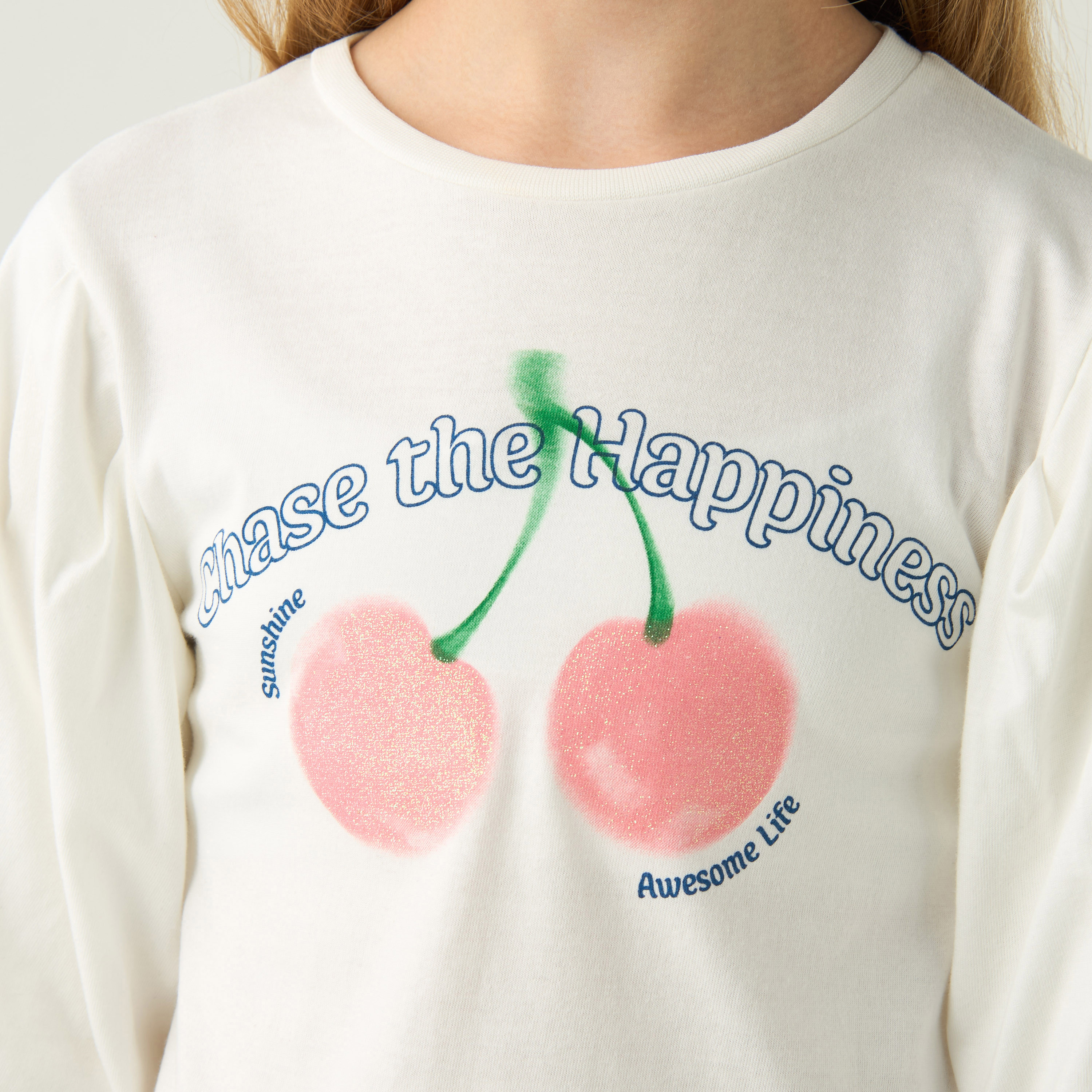 فستان بأكمام بالون وياقة مستديرة وطبعات شعار من جونيورز-girls-clothing-dressesandjumpsuits-image-4