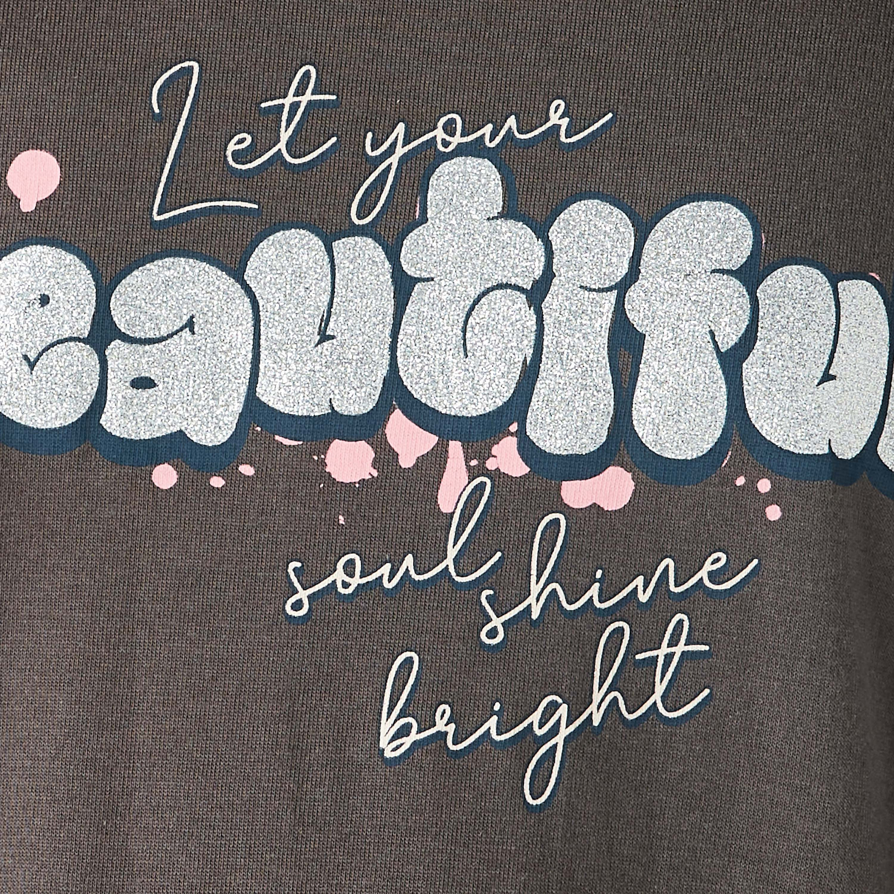 Juniors Slogan Print Drop Waist Dress with Round Neck and Long Sleeves-girls-clothing-dressesandjumpsuits-image-5