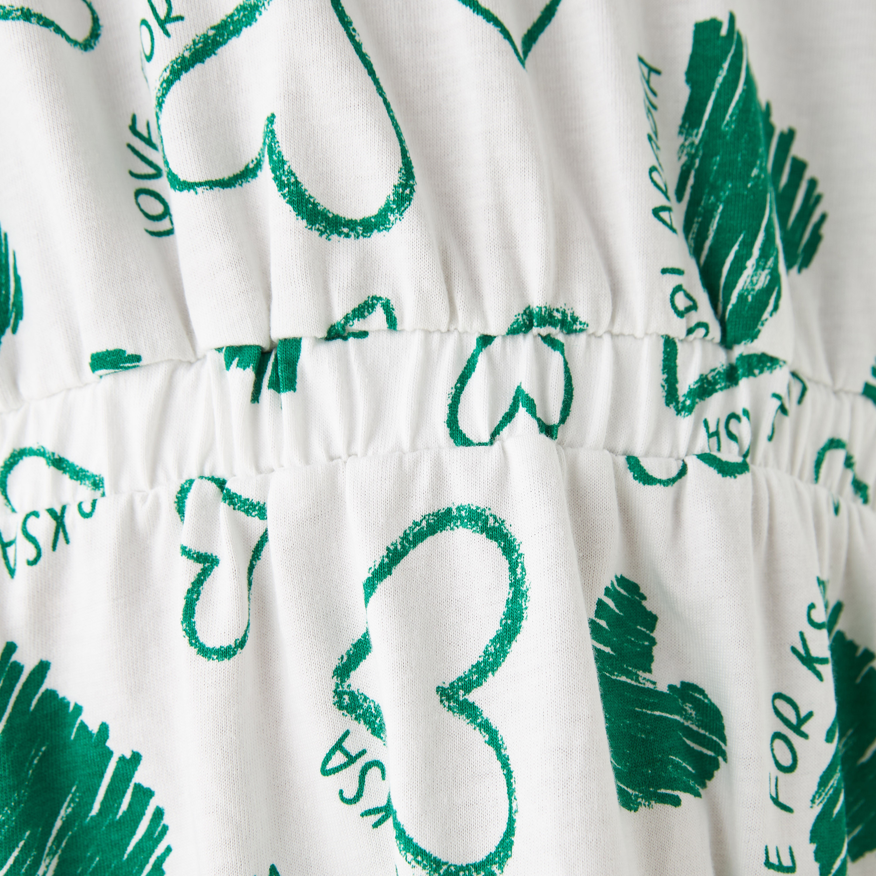 Juniors All-Over KSA National Day Print Dress with Puff Sleeves-girls-clothing-dressesandjumpsuits-image-5