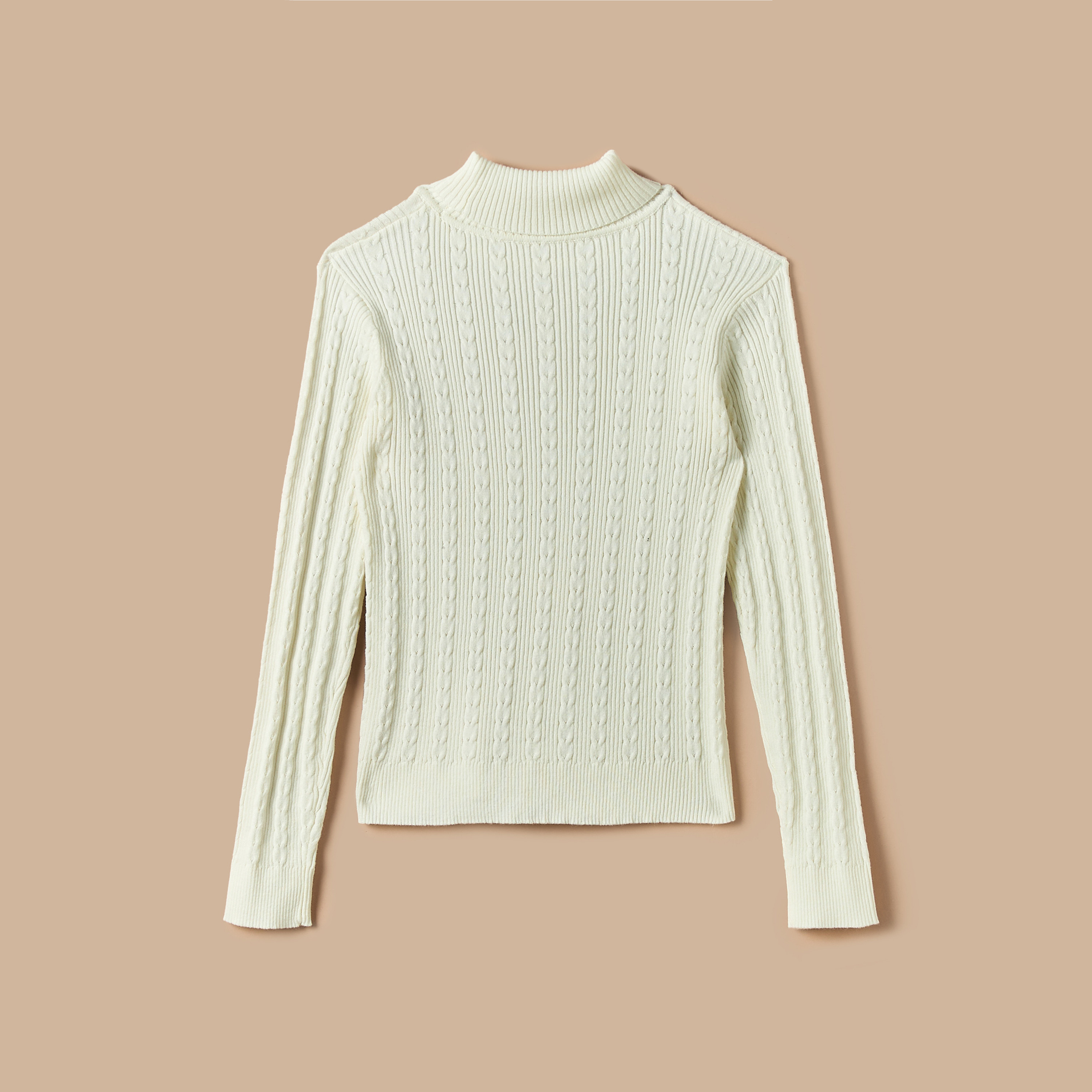 Juniors Textured Turtleneck Sweater with Long Sleeves-girls-clothing-winterwear-jumpersandcardigans-image-2
