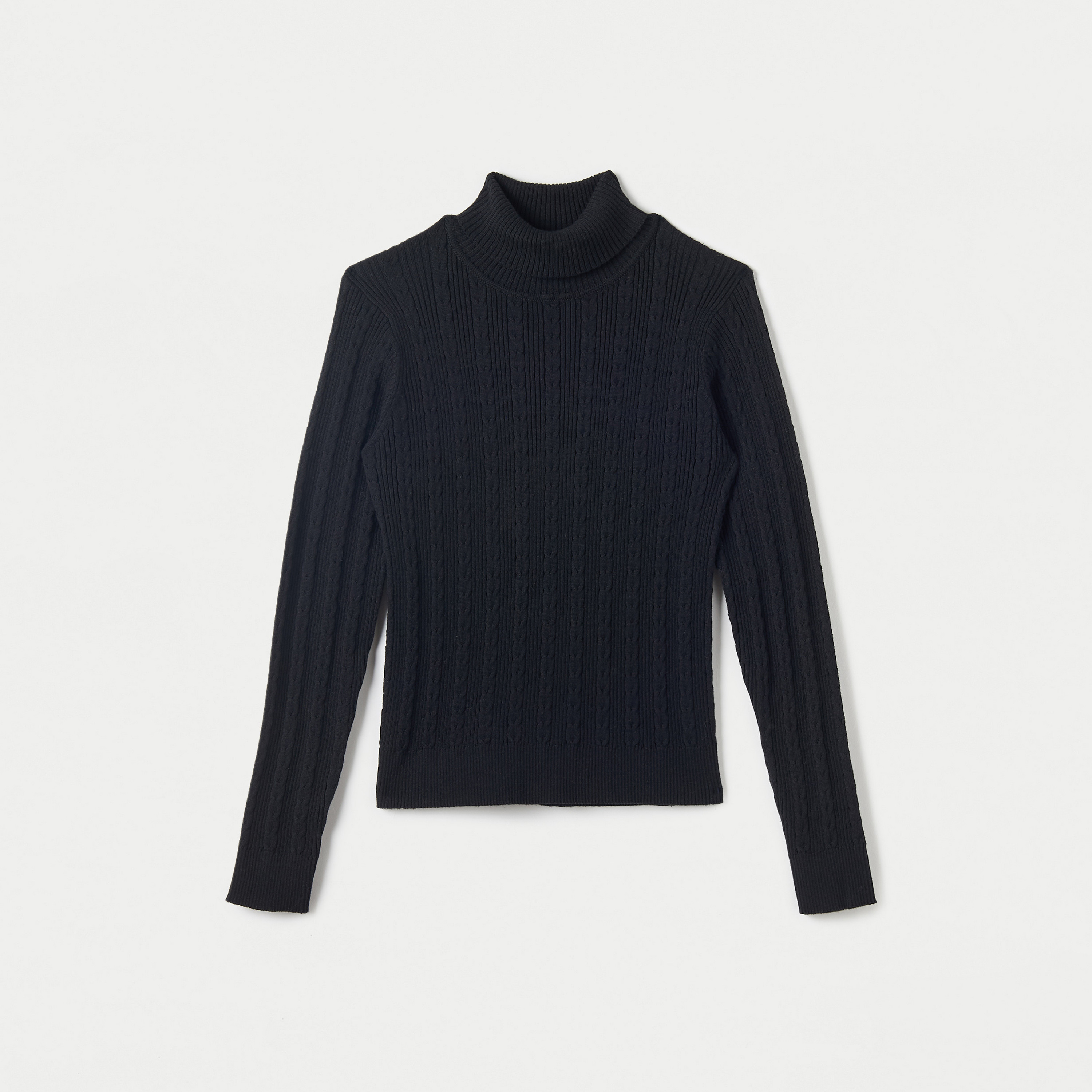 Juniors Textured Pullover with Turtleneck and Long Sleeves