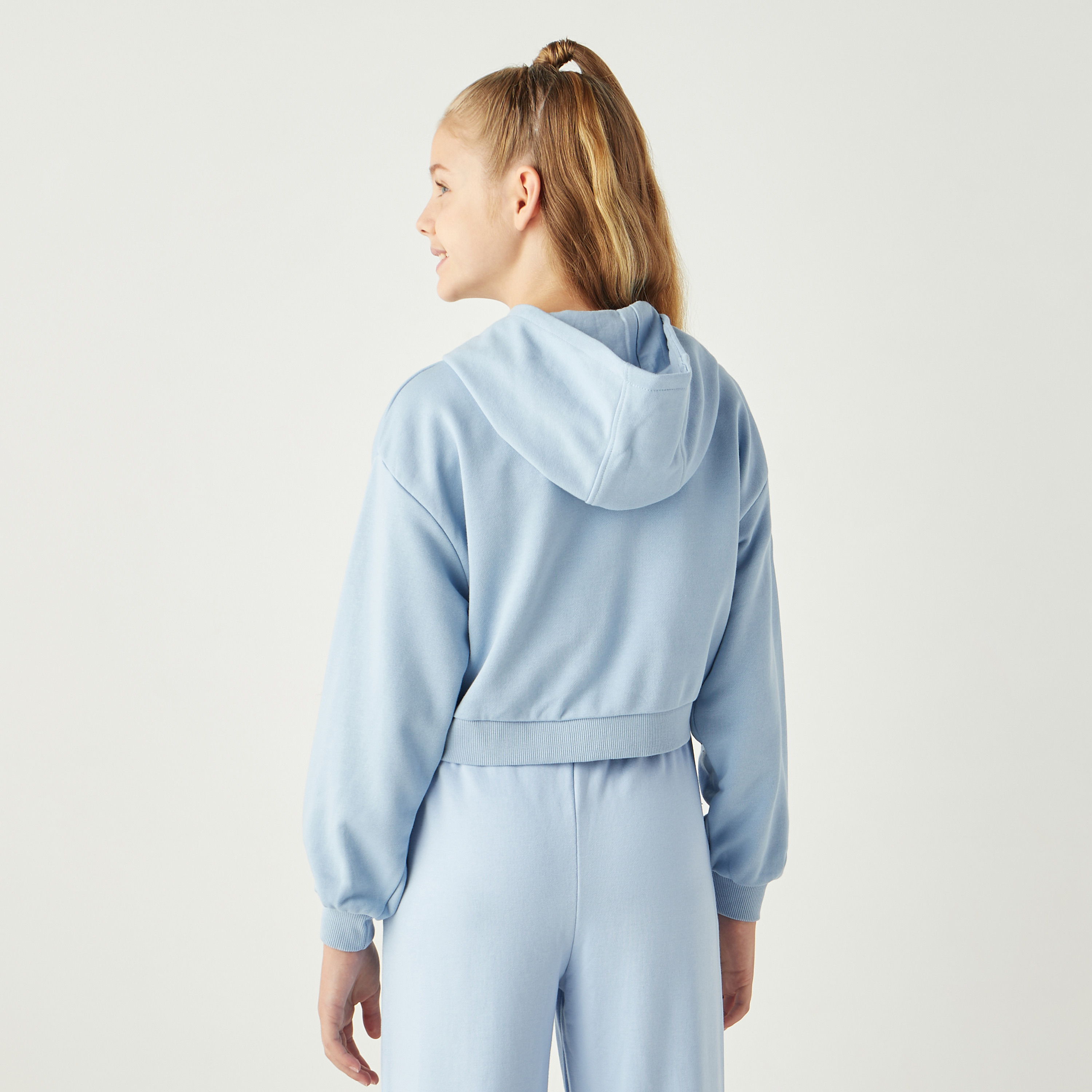 Juniors Printed Hooded Sweatshirt with Zip Closure-girls-clothing-sweatshirts-image-3