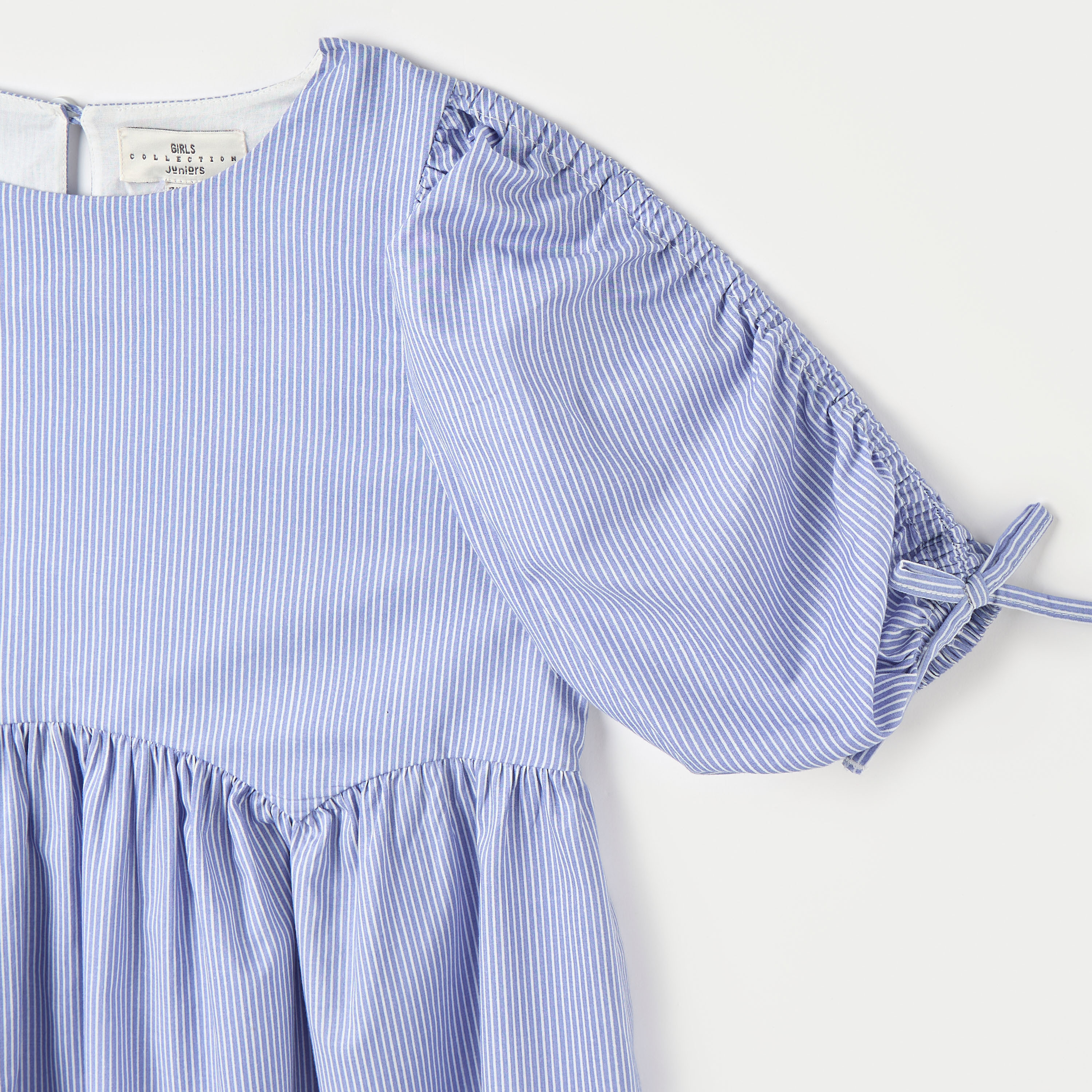 فستان إيه لاين مخطط بياقة مستديرة وأكمام 3/4 من جونيورز-girls-clothing-dressesandjumpsuits-image-2