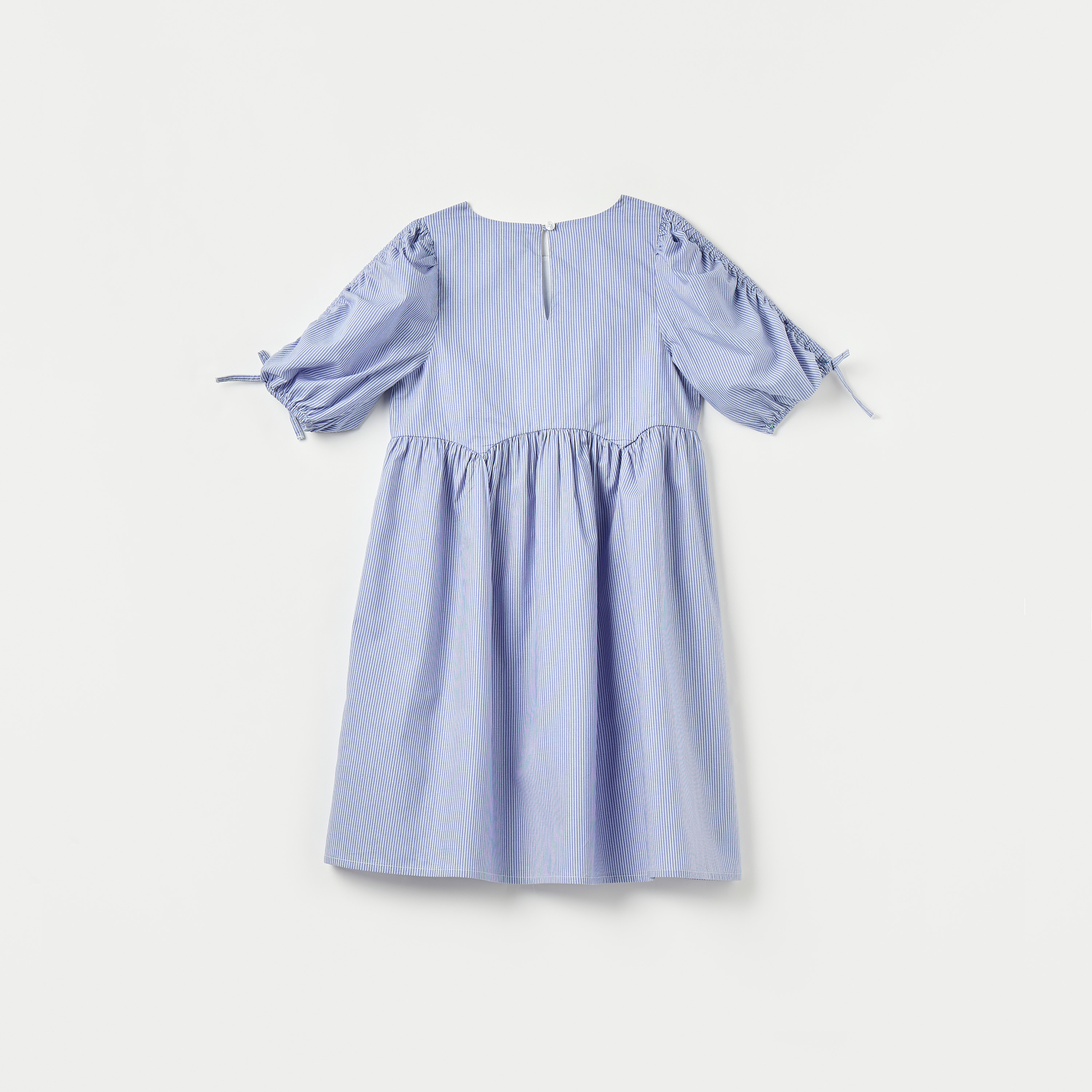 فستان إيه لاين مخطط بياقة مستديرة وأكمام 3/4 من جونيورز-girls-clothing-dressesandjumpsuits-image-3