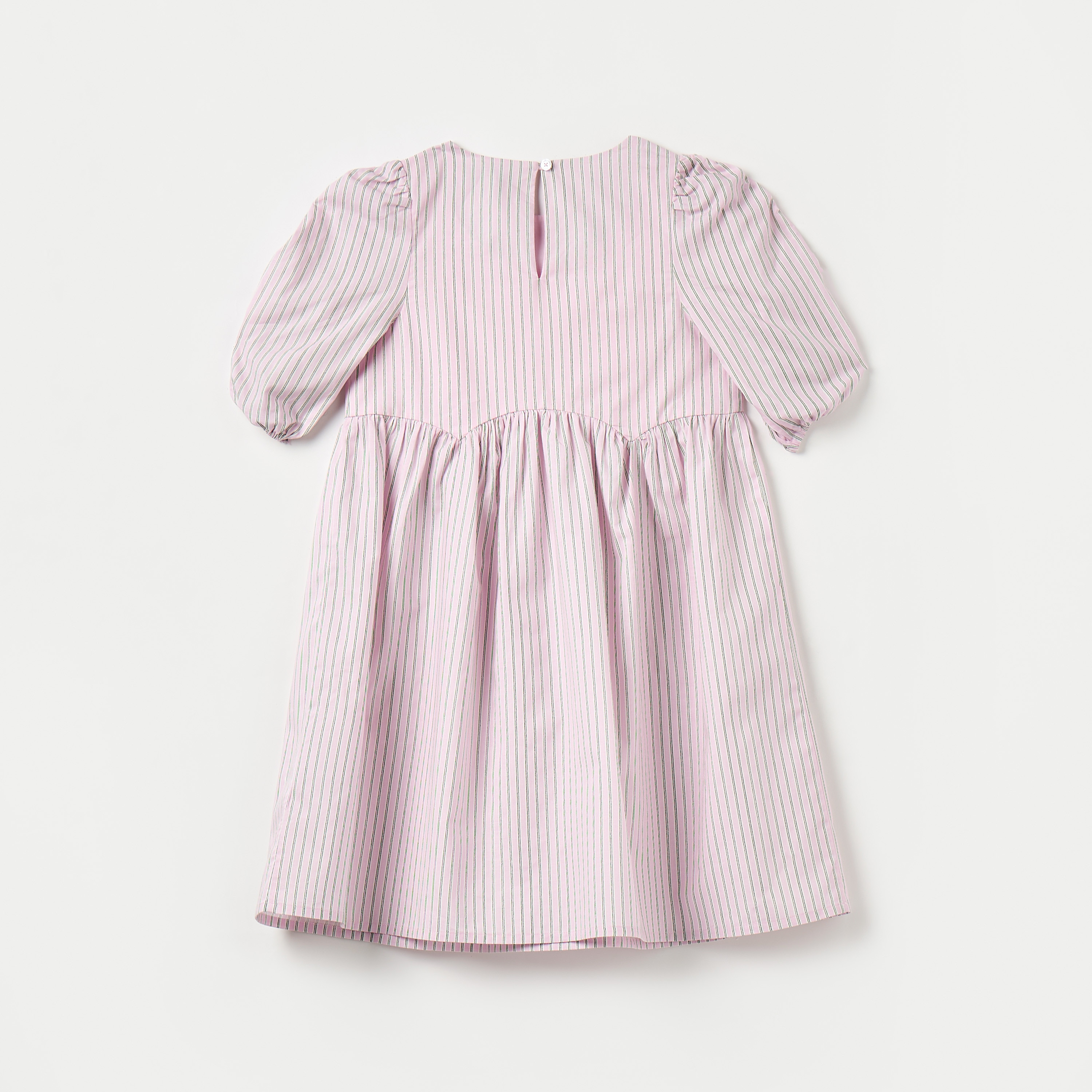 Juniors Striped A-line Dress with 3/4 Sleeves and Round Neck-girls-clothing-dressesandjumpsuits-image-3