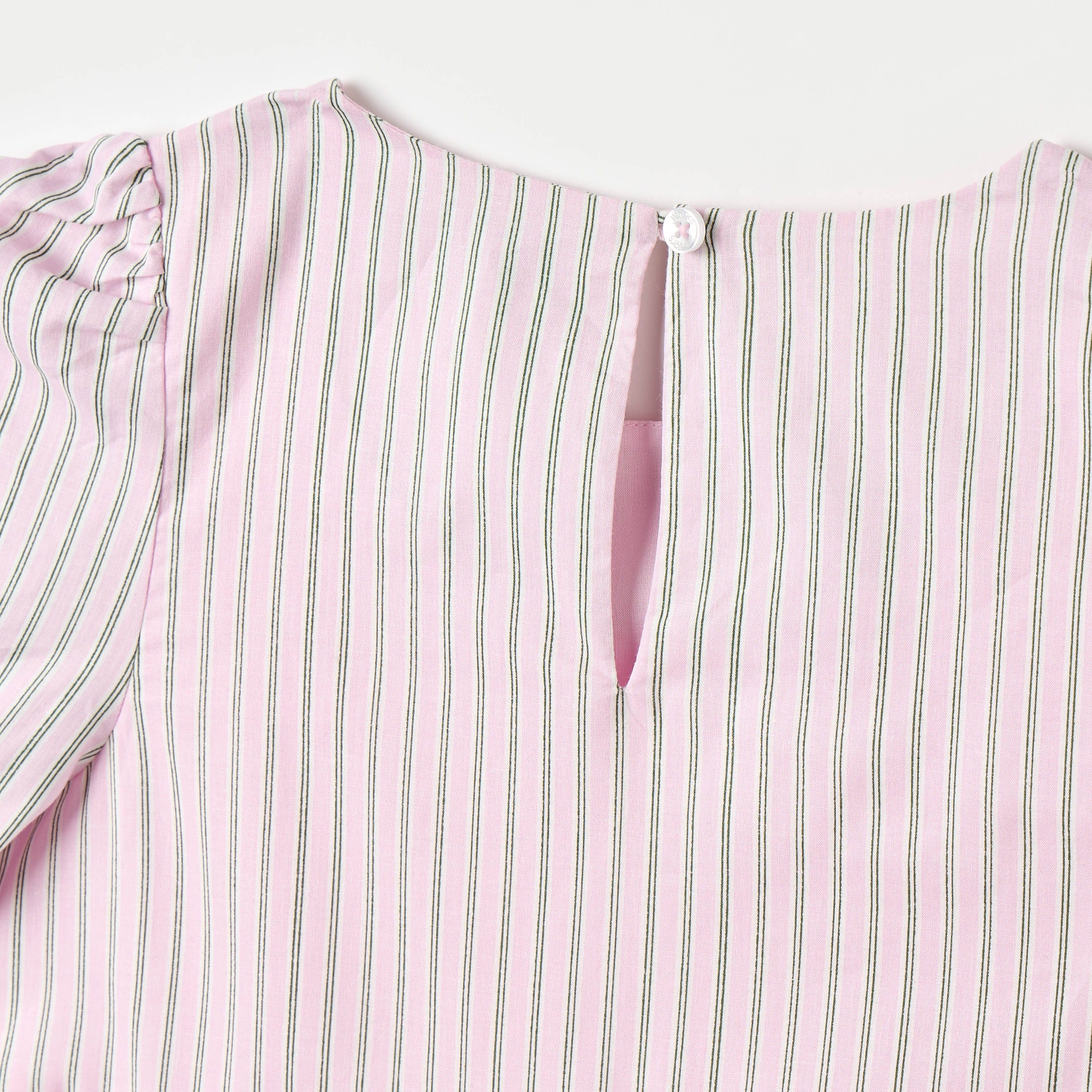 Juniors Striped A-line Dress with 3/4 Sleeves and Round Neck-girls-clothing-dressesandjumpsuits-image-4