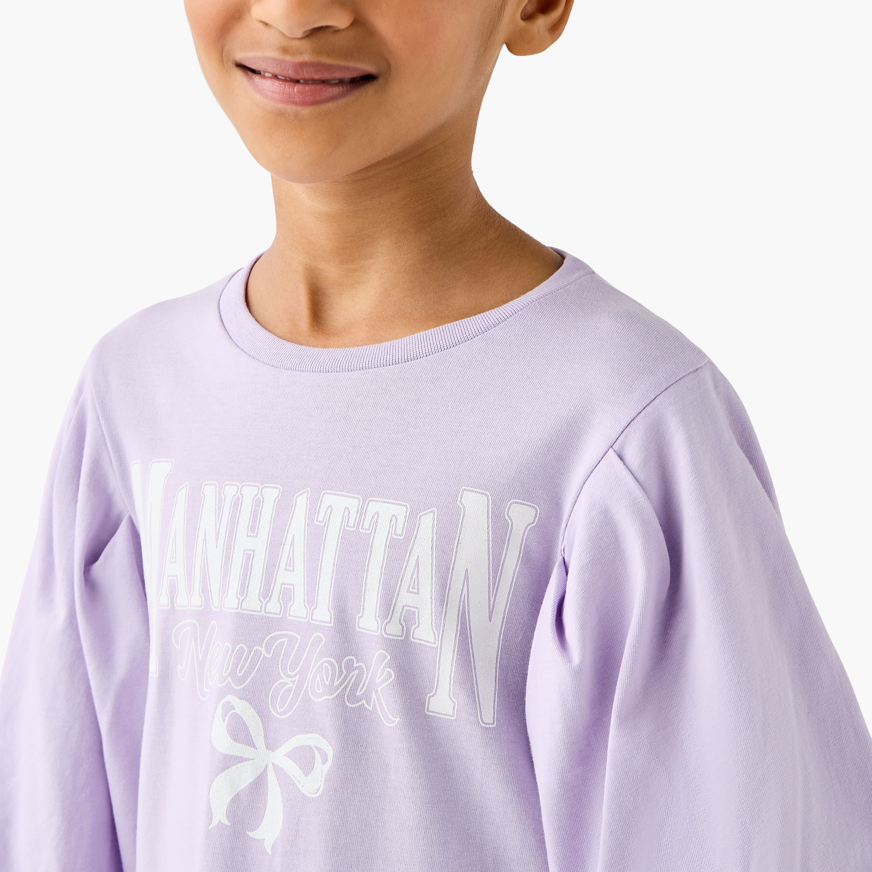 Juniors Printed A-line Dress with Round Neck and Balloon Sleeves-girls-clothing-dressesandjumpsuits-image-4