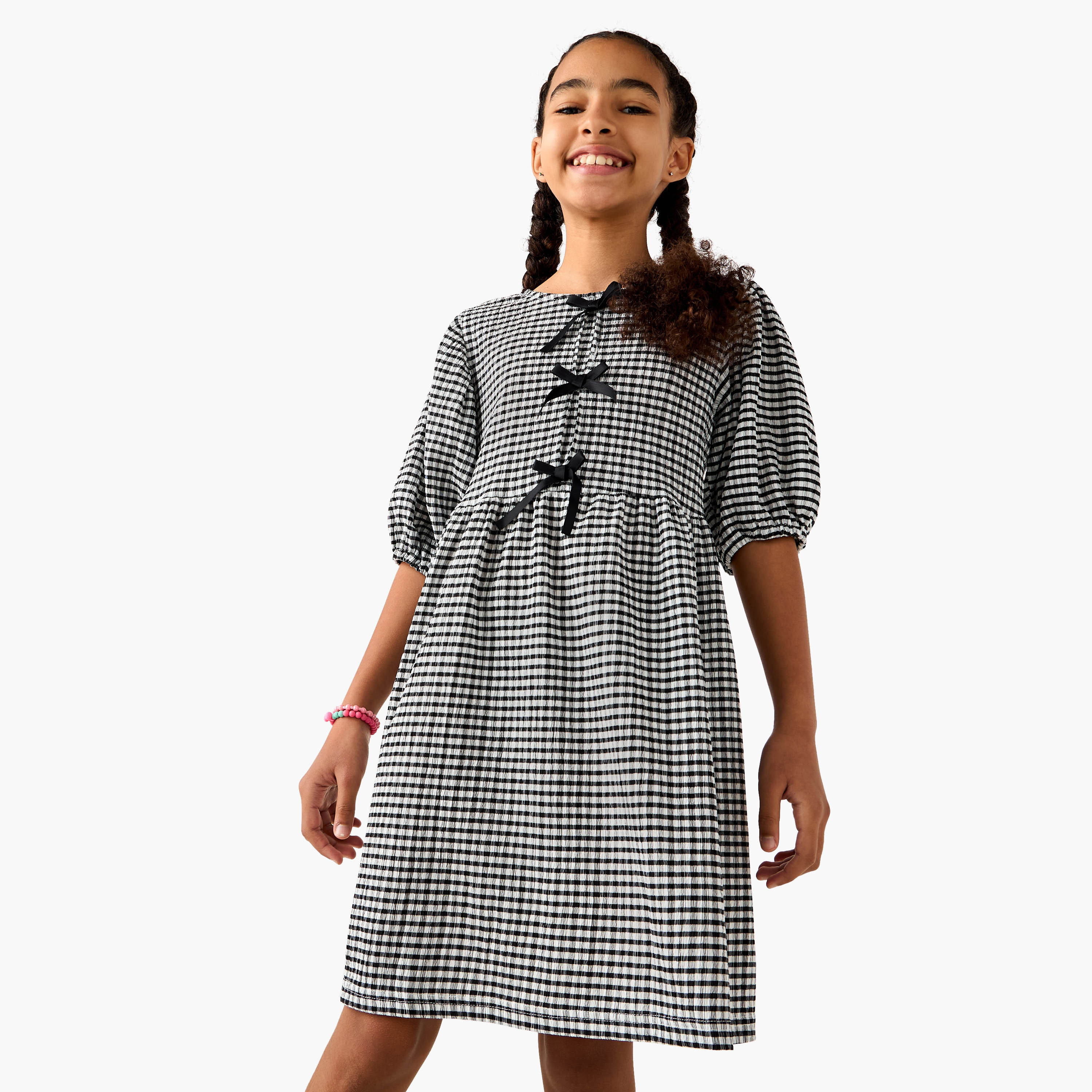 فستان بأكمام منفوخة وطبعات حيوانات من جونيورز-girls-clothing-dressesandjumpsuits-image-1