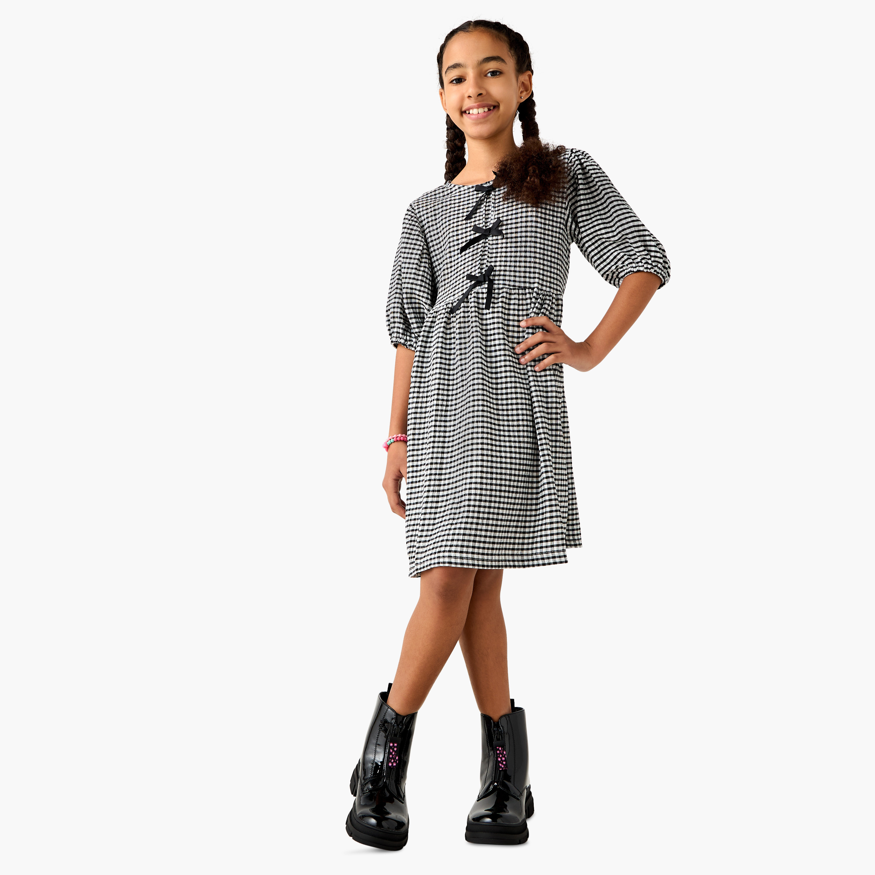فستان بأكمام منفوخة وطبعات حيوانات من جونيورز-girls-clothing-dressesandjumpsuits-image-2