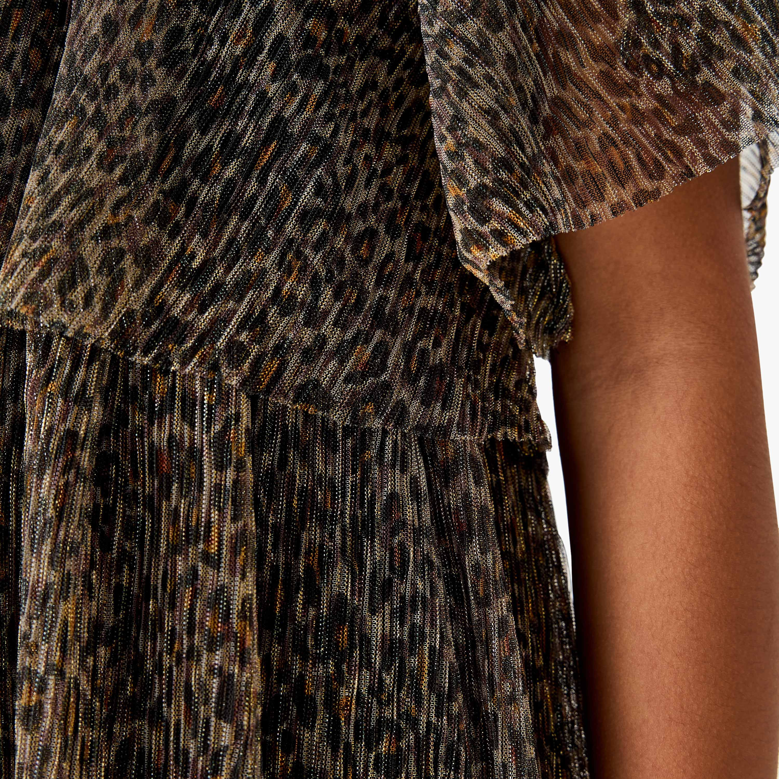 Juniors Animal Print Ruffle Detail Dress with Short Sleeves-girls-clothing-dressesandjumpsuits-image-5