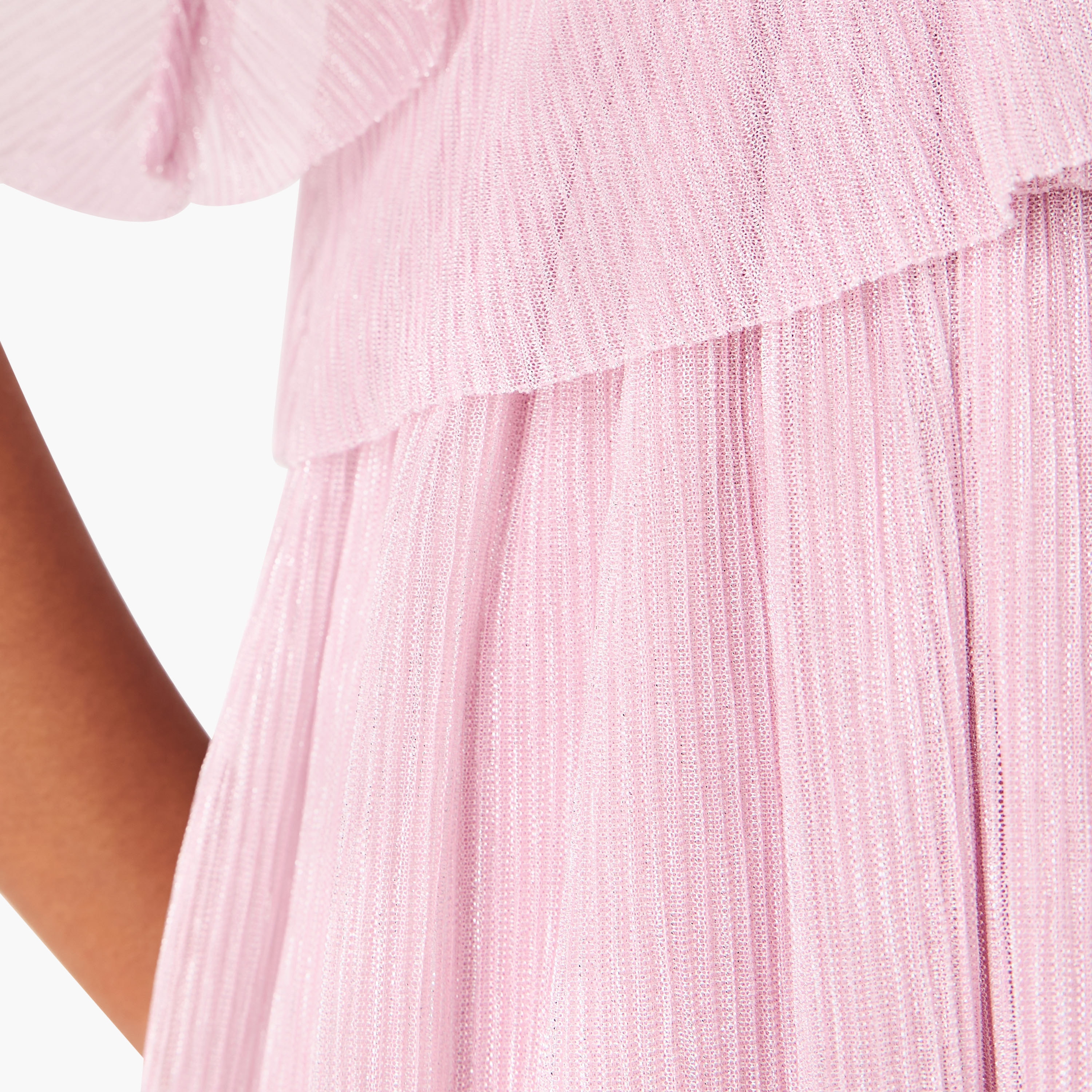 Juniors Solid A-line Dress with Pie Crust Neck and Layered Detail-girls-clothing-dressesandjumpsuits-image-5