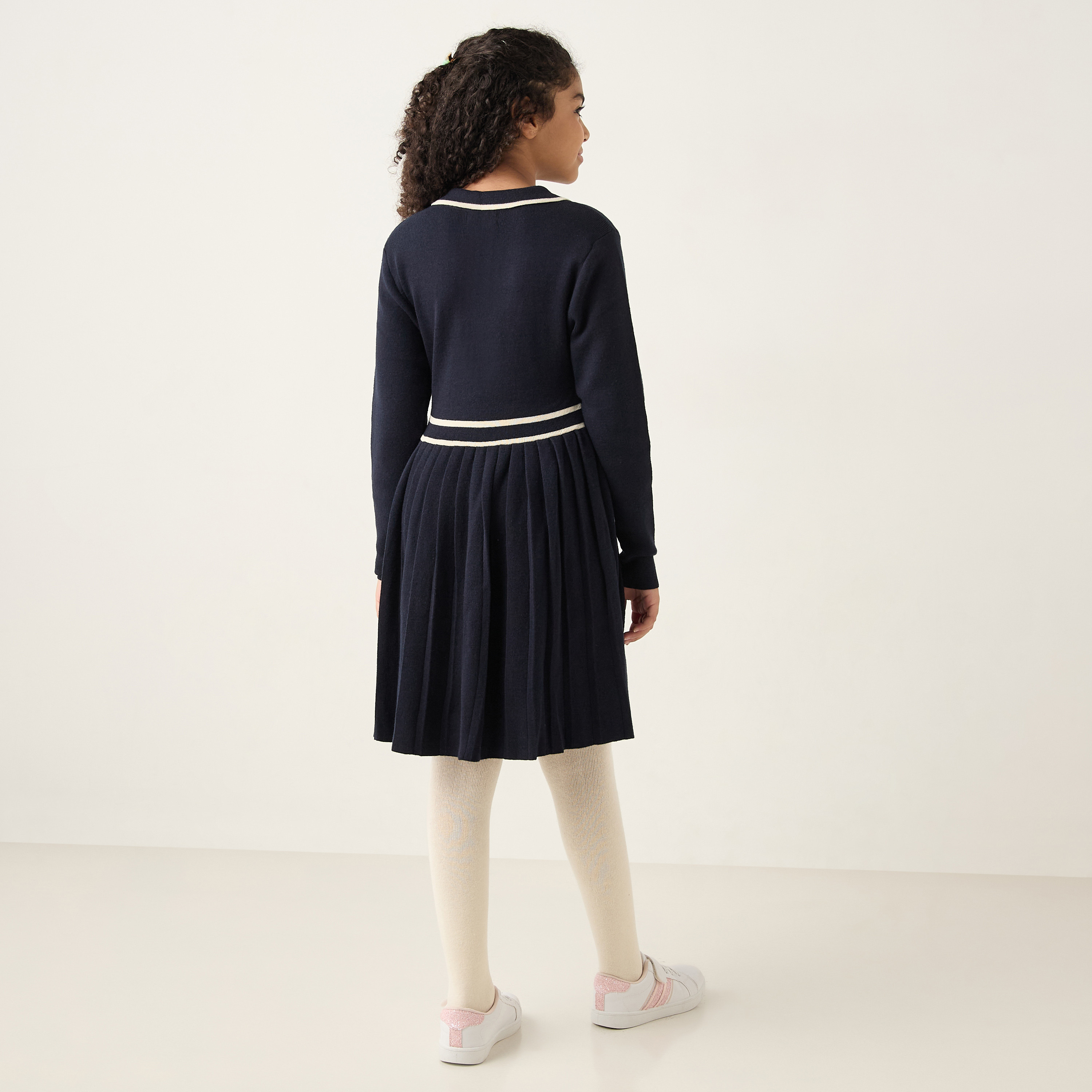 Juniors Sweater Dress with Collar and Long Sleeves-girls-clothing-dressesandjumpsuits-image-3