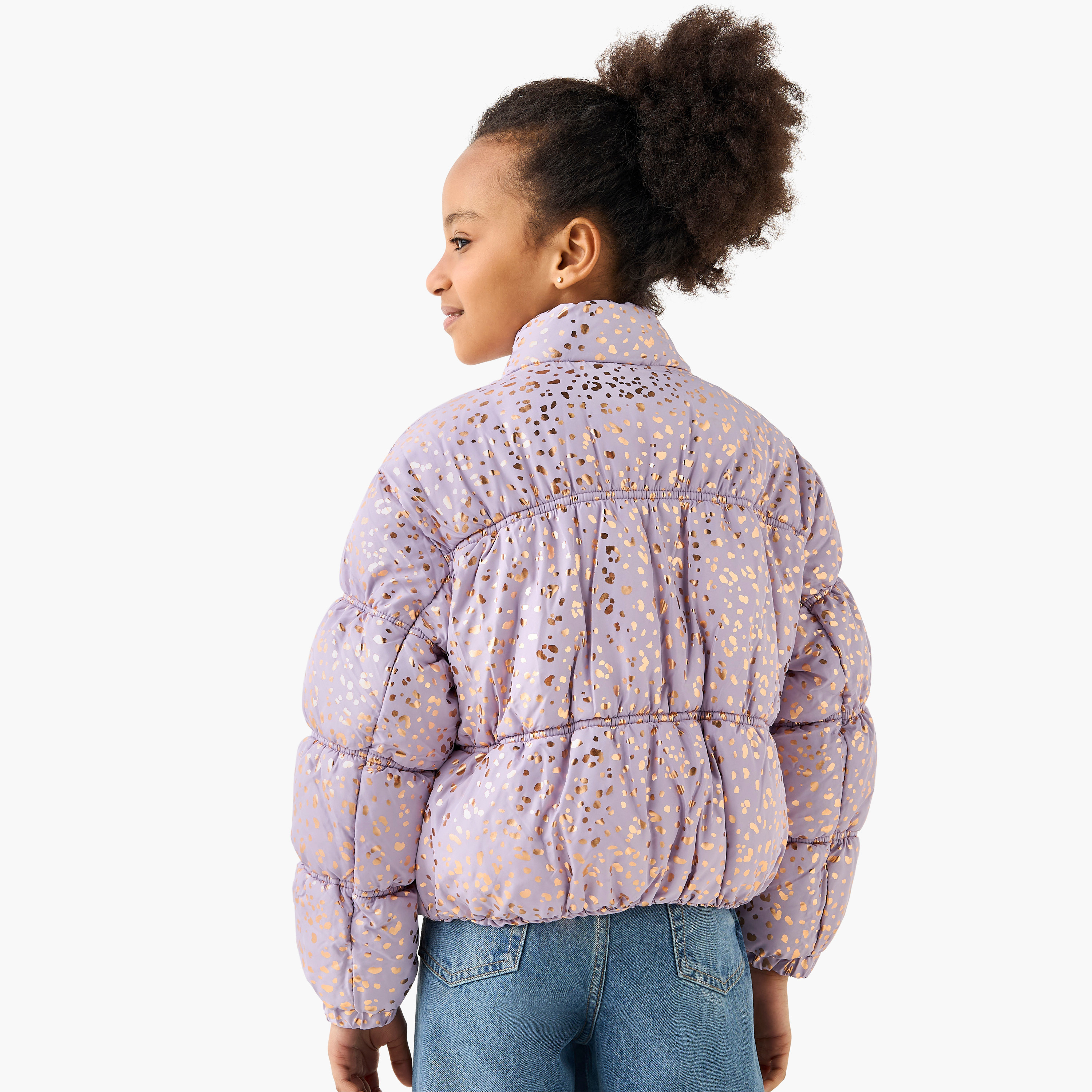Juniors All-Over Print Zip Through Puffer Jacket with Pockets-girls-clothing-jacketsandcoats-image-3
