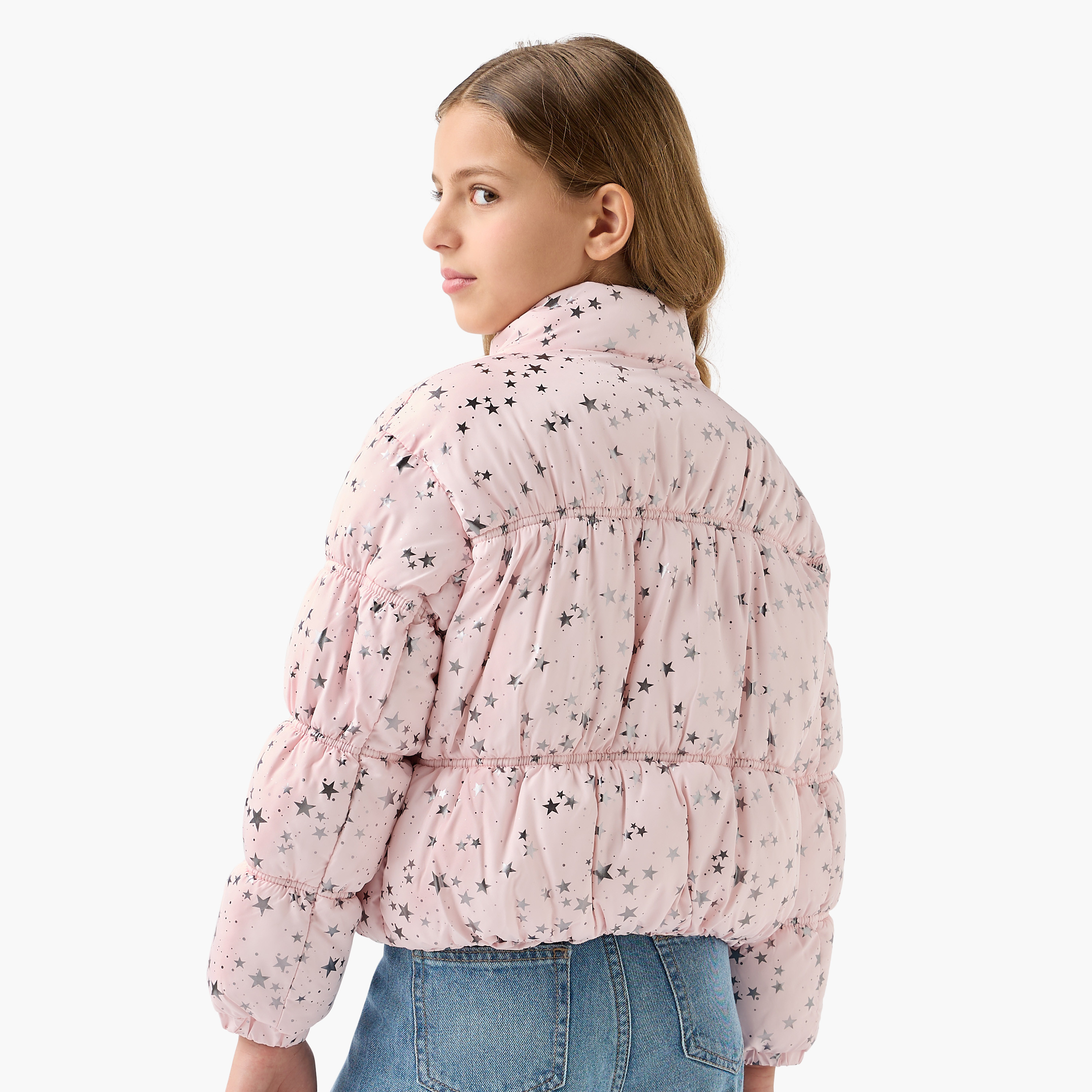Juniors All-Over Print Zip Through Puffer Jacket with Pockets-girls-clothing-jacketsandcoats-image-7
