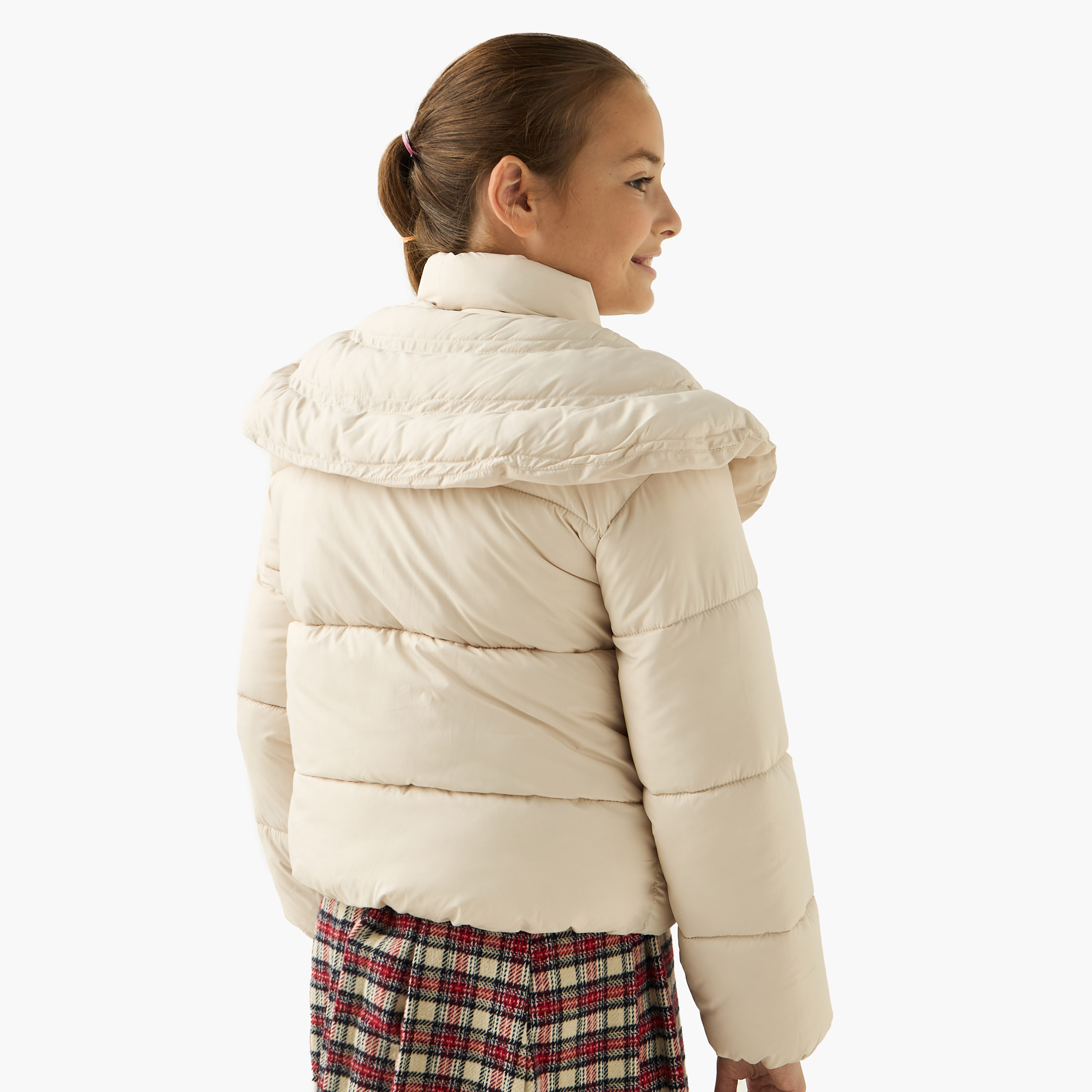Juniors Quilted Heavy Jacket with Button Closure and Long Sleeves-girls-clothing-jacketsandcoats-image-3
