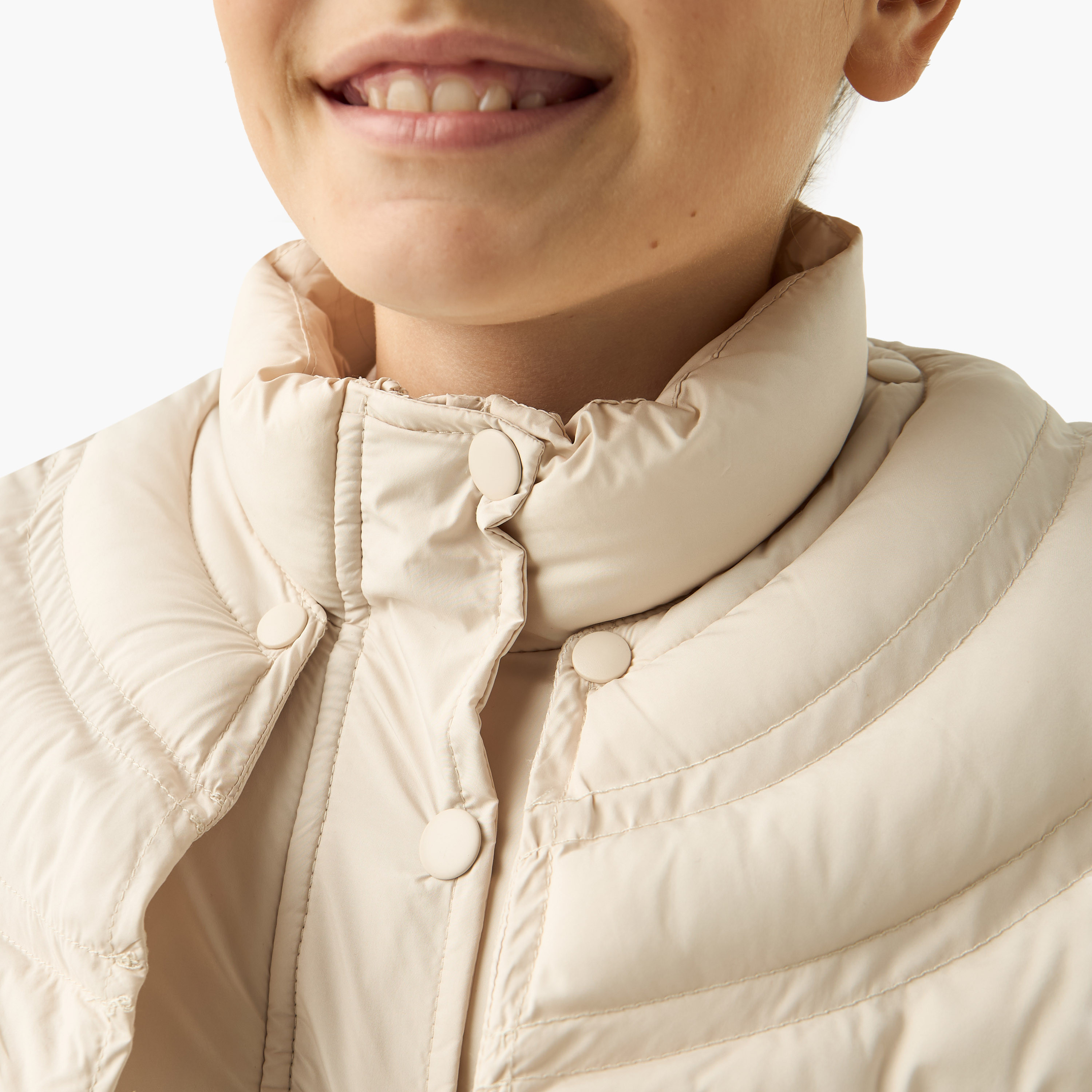 Juniors Quilted Heavy Jacket with Button Closure and Long Sleeves-girls-clothing-jacketsandcoats-image-4