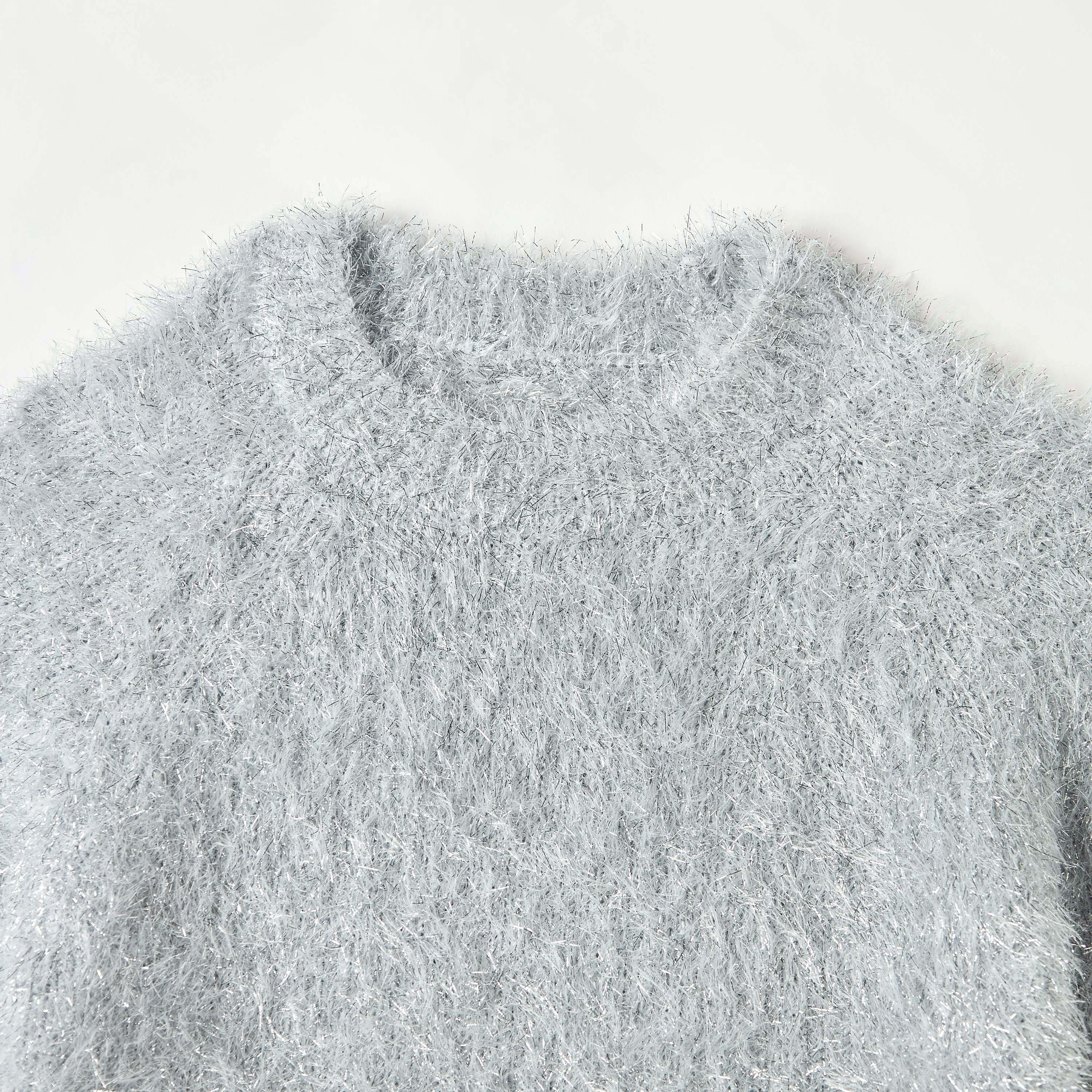 Juniors Textured Sweater with Long Sleeves and Crew Neck-girls-clothing-winterwear-jumpersandcardigans-image-3