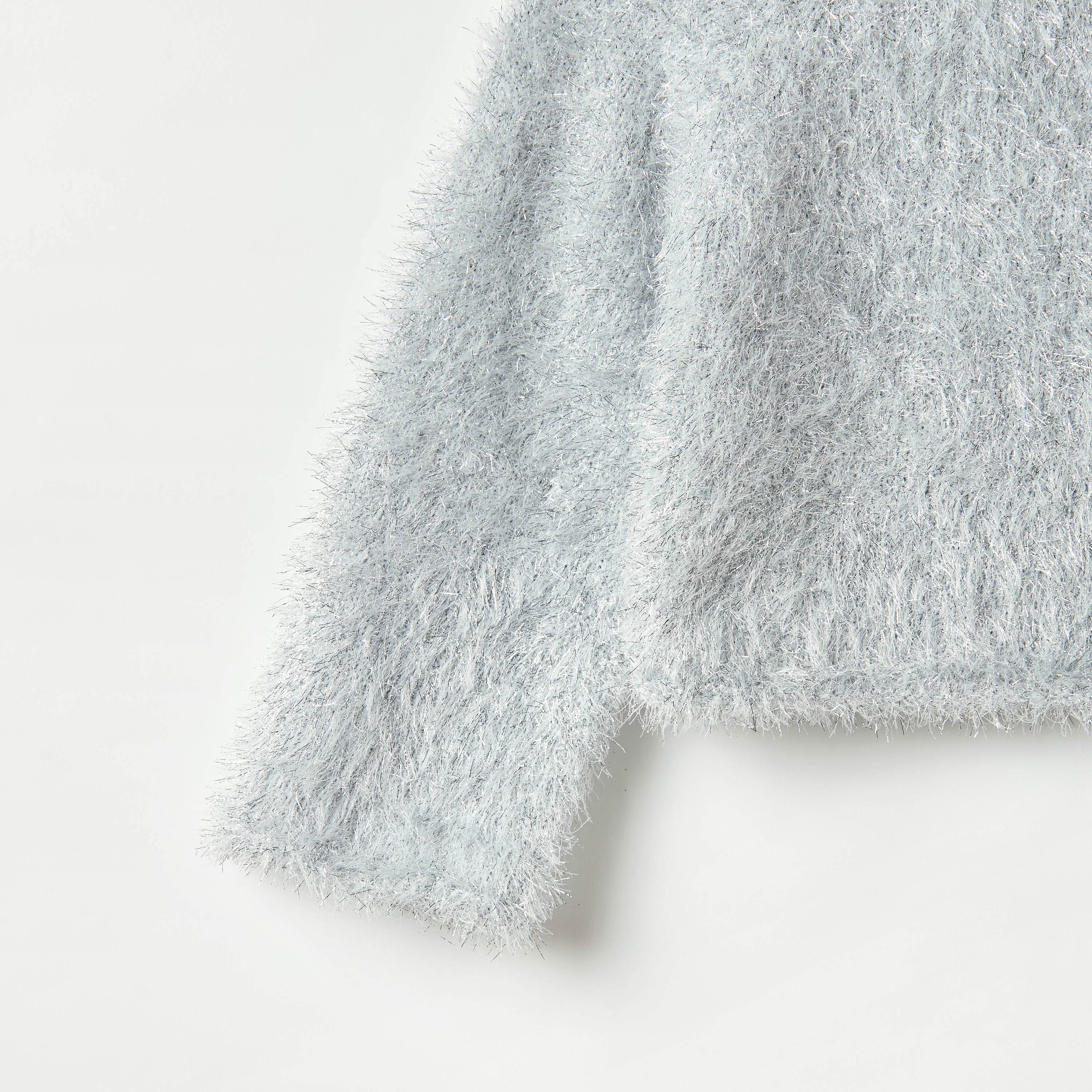 Juniors Textured Sweater with Long Sleeves and Crew Neck-girls-clothing-winterwear-jumpersandcardigans-image-4