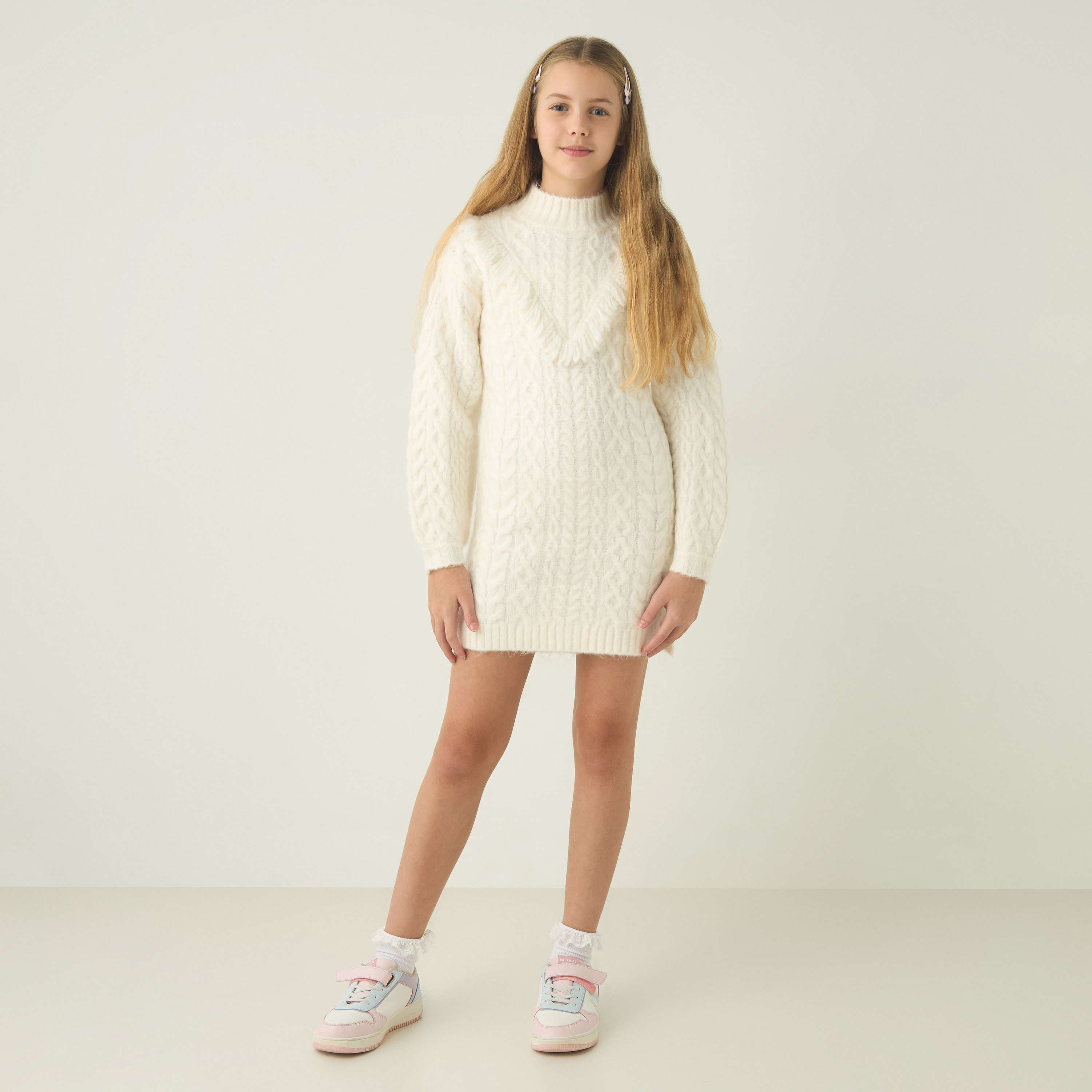 كنزة بارزة الملمس بياقة عالية وأكمام طويلة من جونيورز-girls-clothing-jumpersandcardigans-image-2