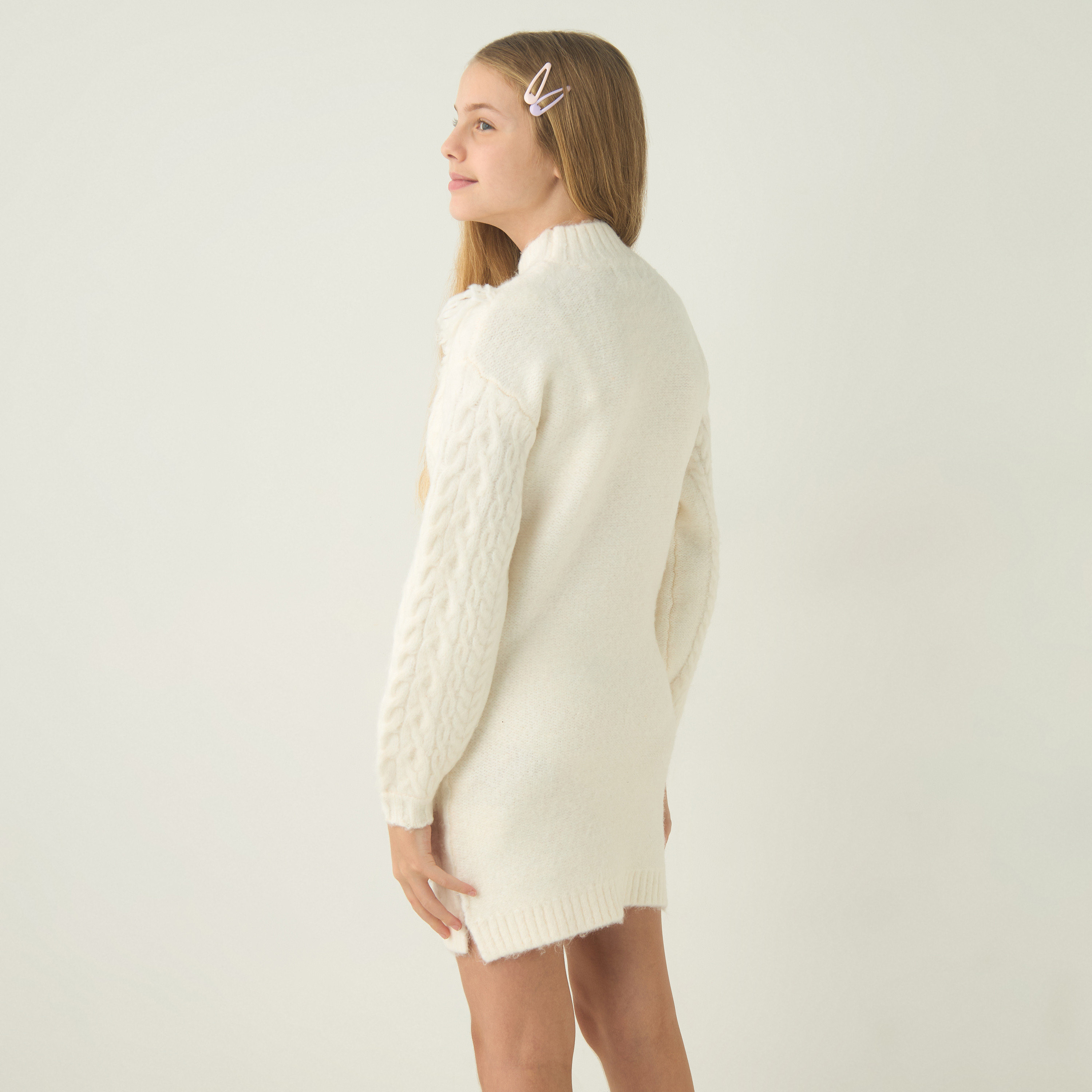كنزة بارزة الملمس بياقة عالية وأكمام طويلة من جونيورز-girls-clothing-jumpersandcardigans-image-3