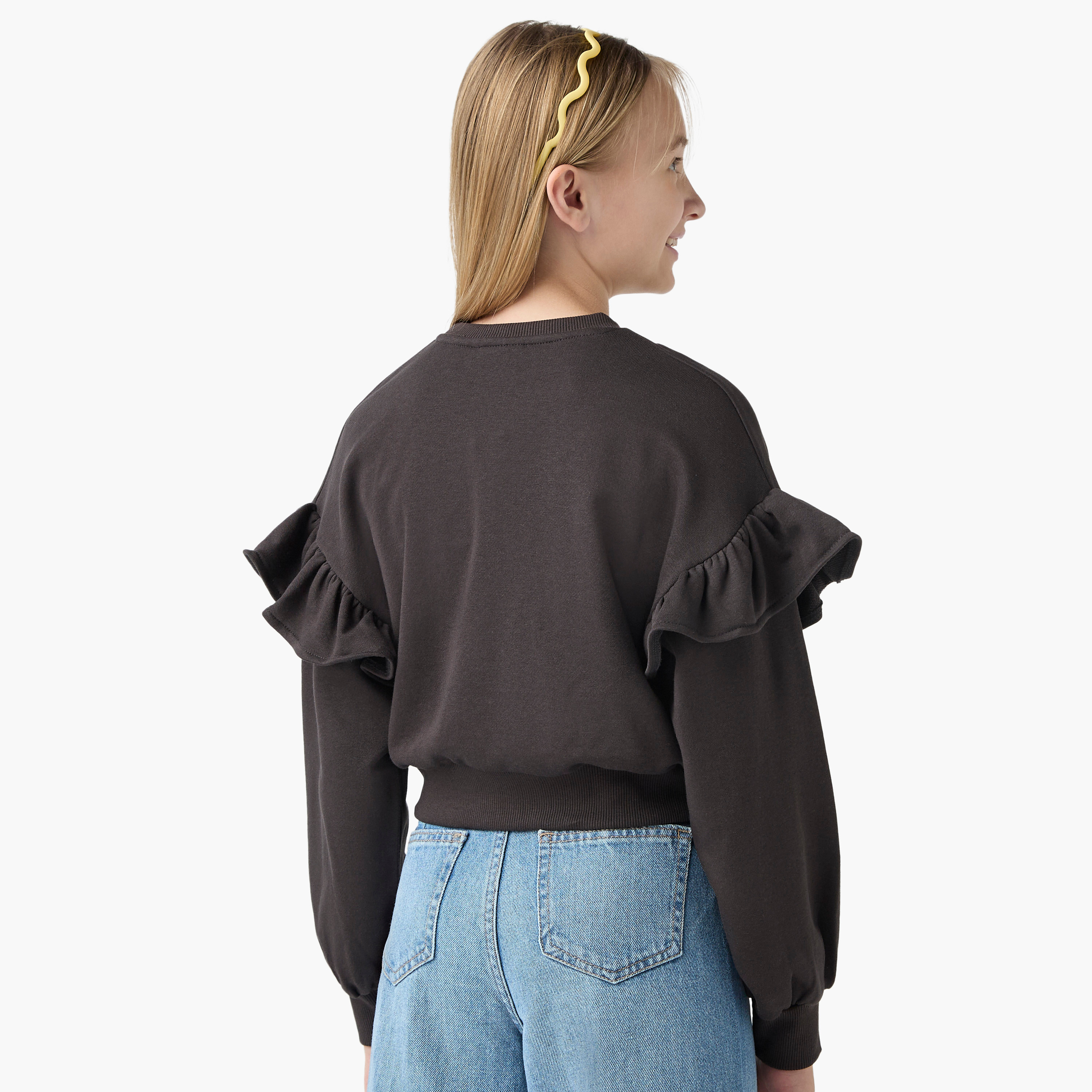 سويت شيرت بتفاصيل كشكشة وياقة ضيقة وتزيينات كرز من جونيورز-girls-clothing-sweatshirts-image-3