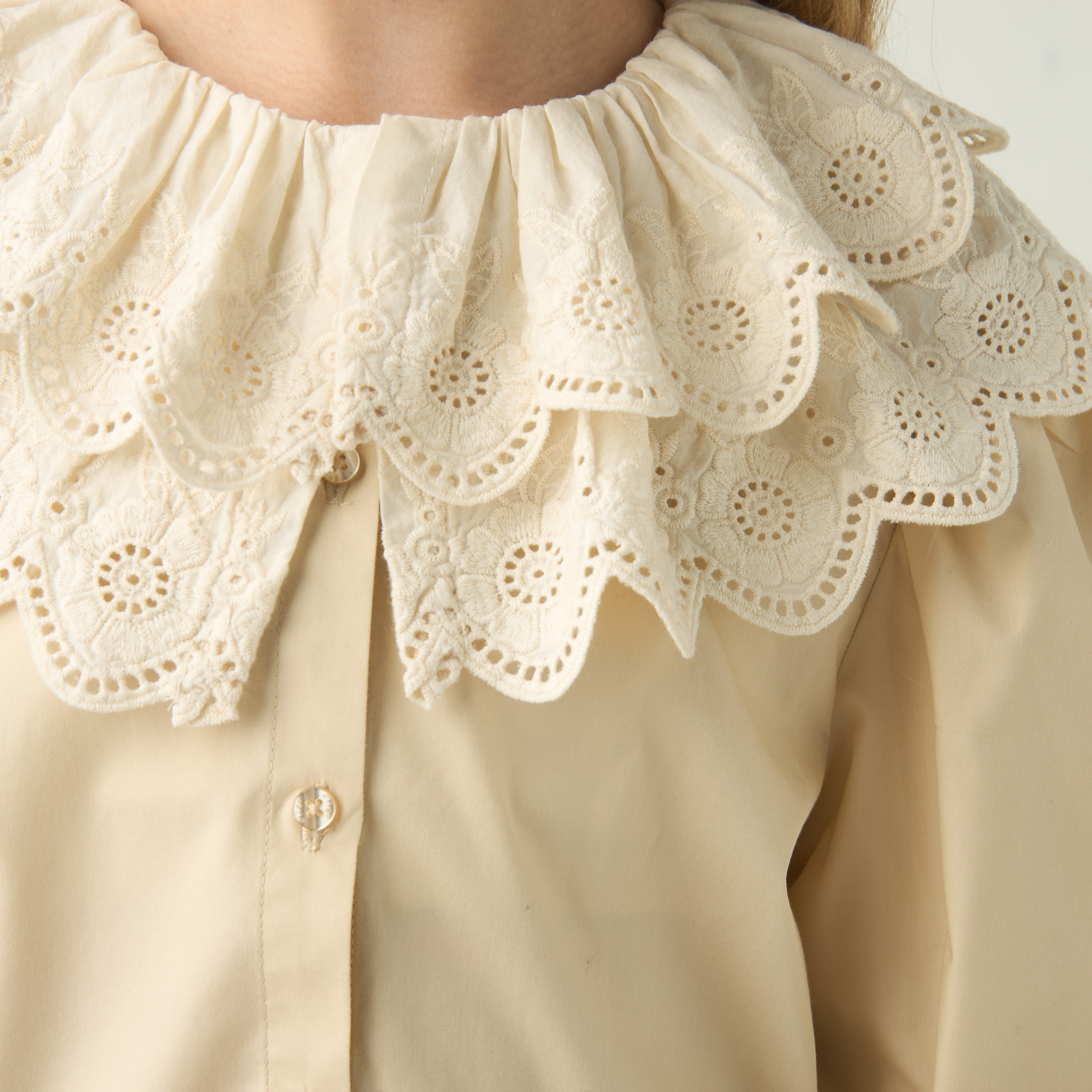 Eligo Solid Shirt with Schiffli Detail Collar and Long Sleeves-girls-clothing-blousesandshirts-image-4