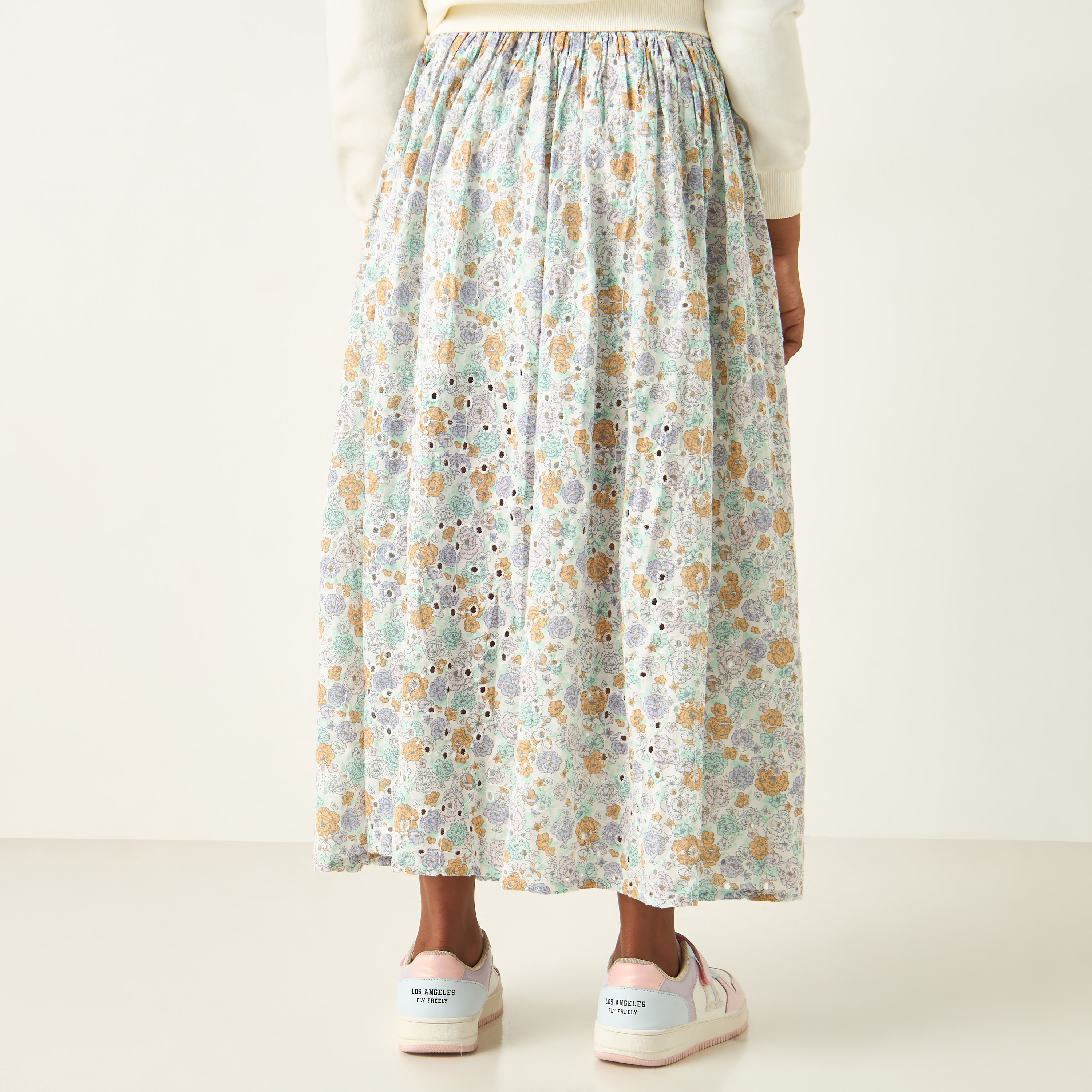 Eligo All-Over Floral Print Skirt with Elasticated Waistband-girls-clothing-bottoms-skirts-image-3