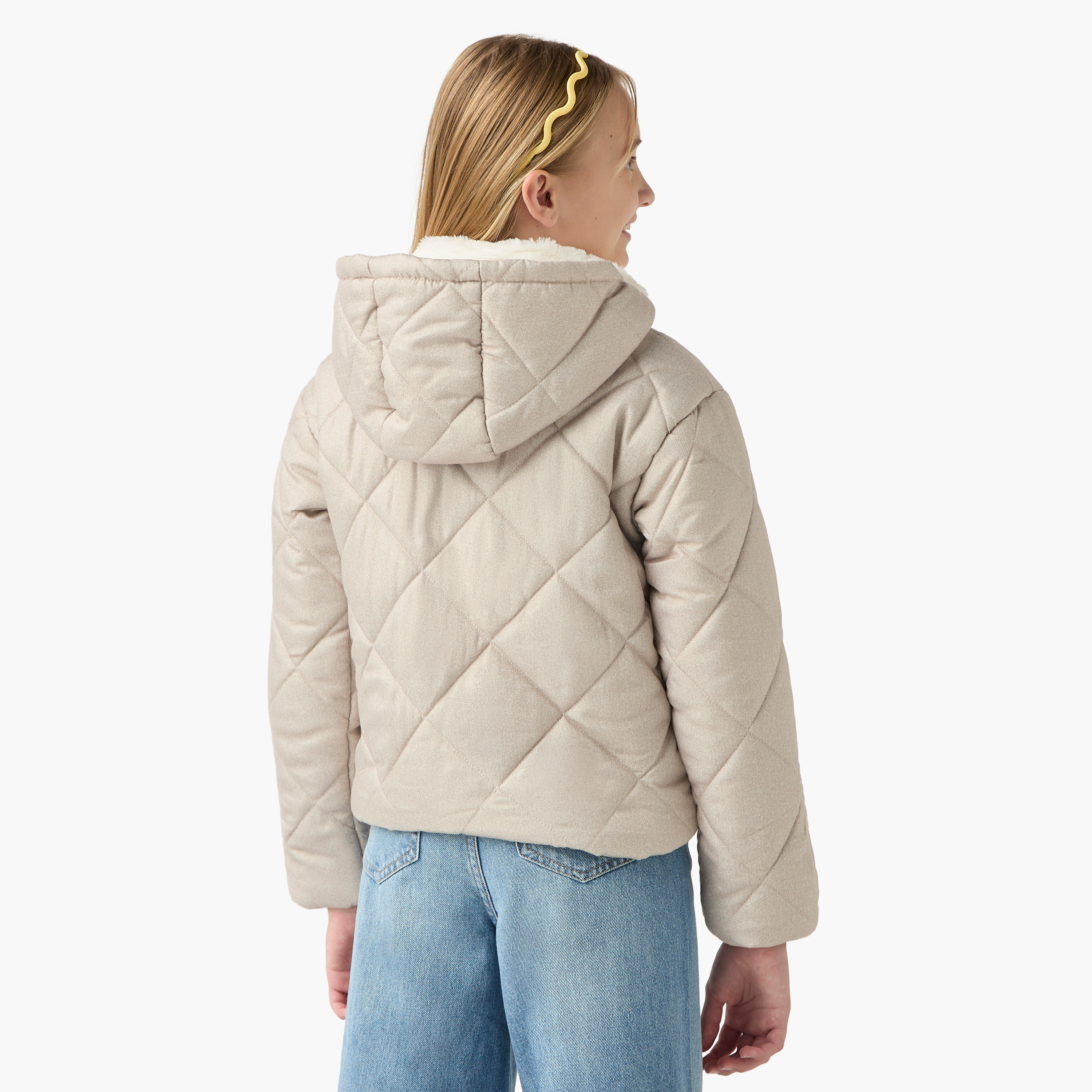 جاكيت مبطّن بقبعة قابلة للفصل وجيوب من إليجو-girls-clothing-winterwear-jacketsandcoats-image-3