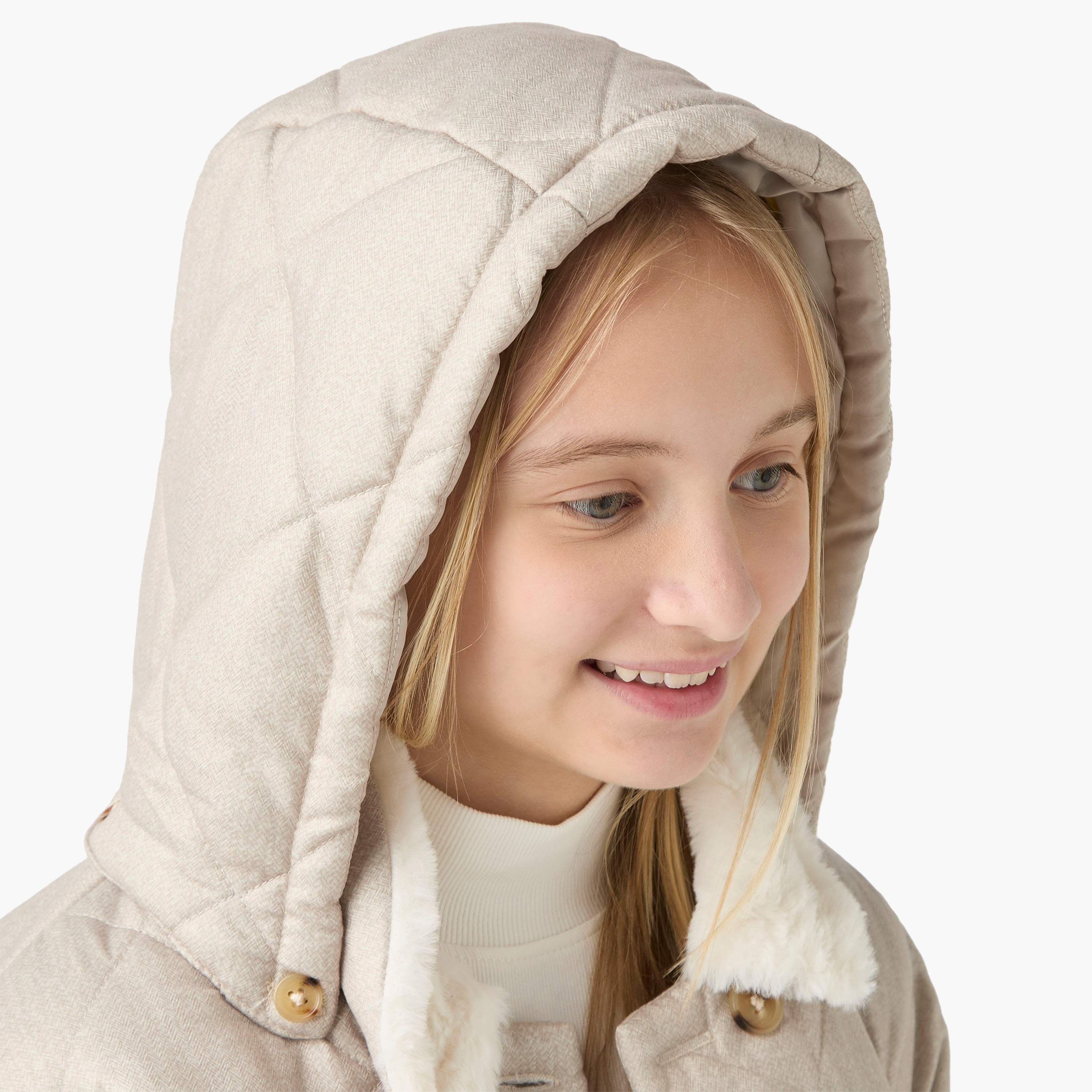 جاكيت مبطّن بقبعة قابلة للفصل وجيوب من إليجو-girls-clothing-winterwear-jacketsandcoats-image-2