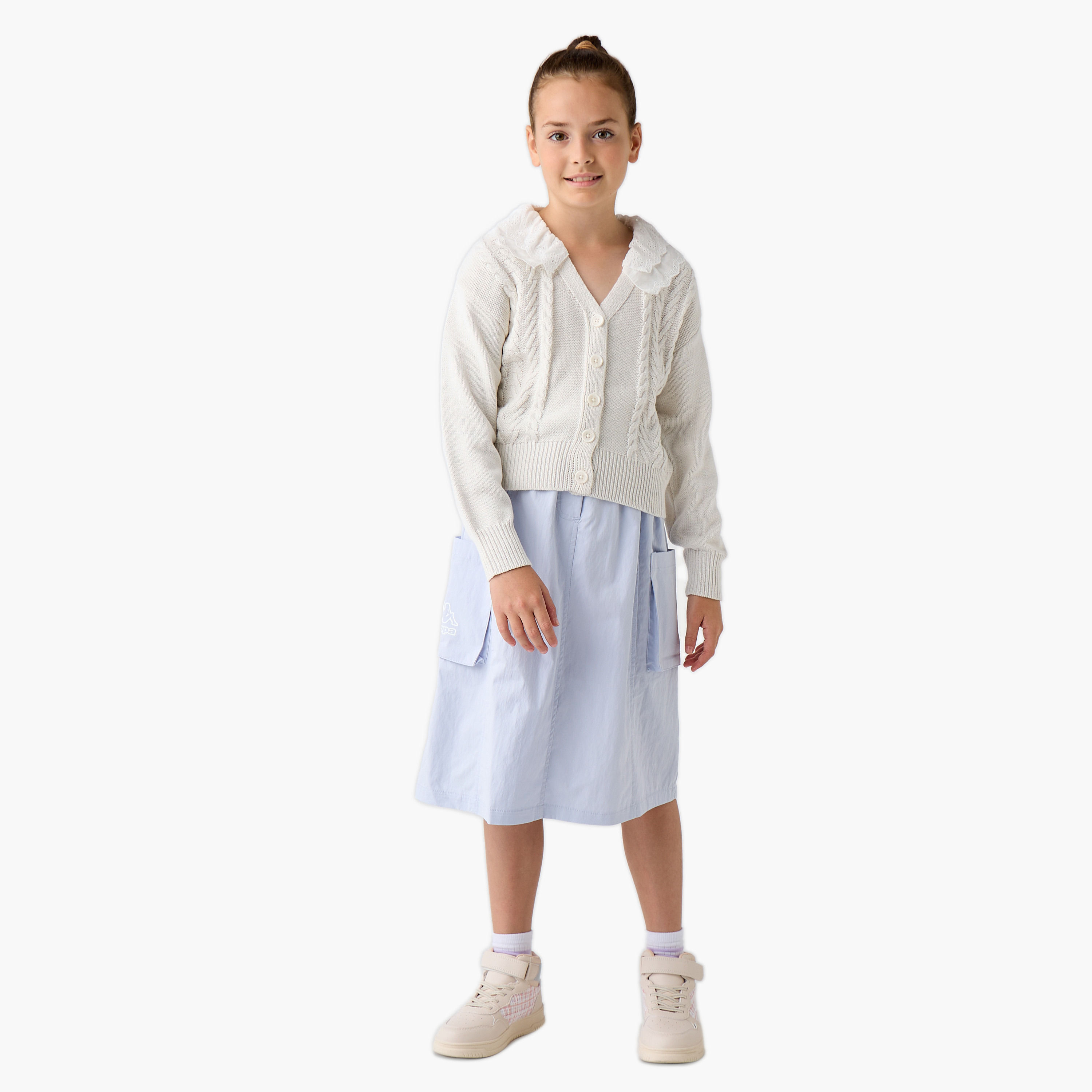 Eligo Lace Detail Button Through Cardigan with Long Sleeves-girls-clothing-winterwear-jumpersandcardigans-image-2